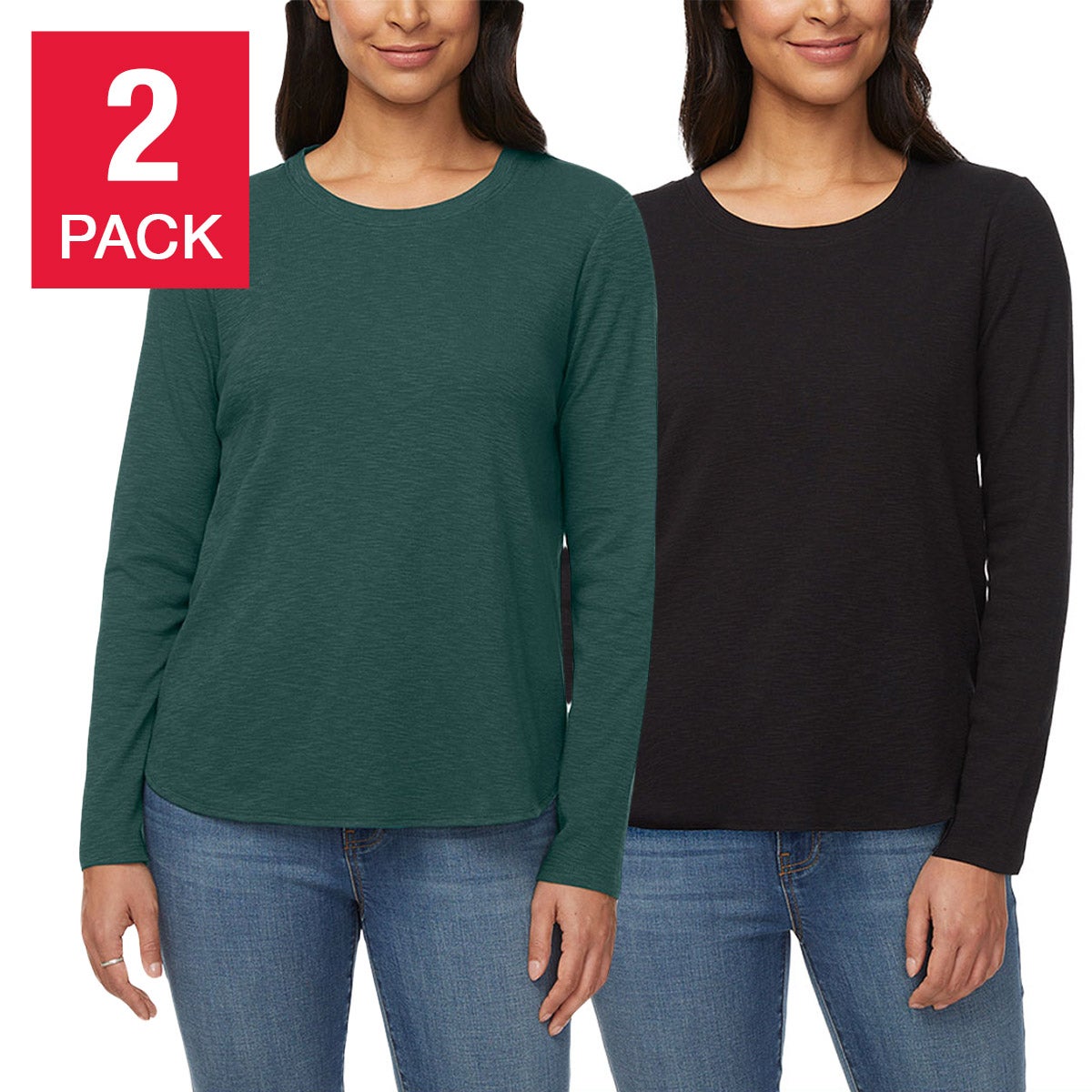 KIRKLAND SIGNATURE WOMEN'S LONG SLEEVE SLUB TEE - Image 1