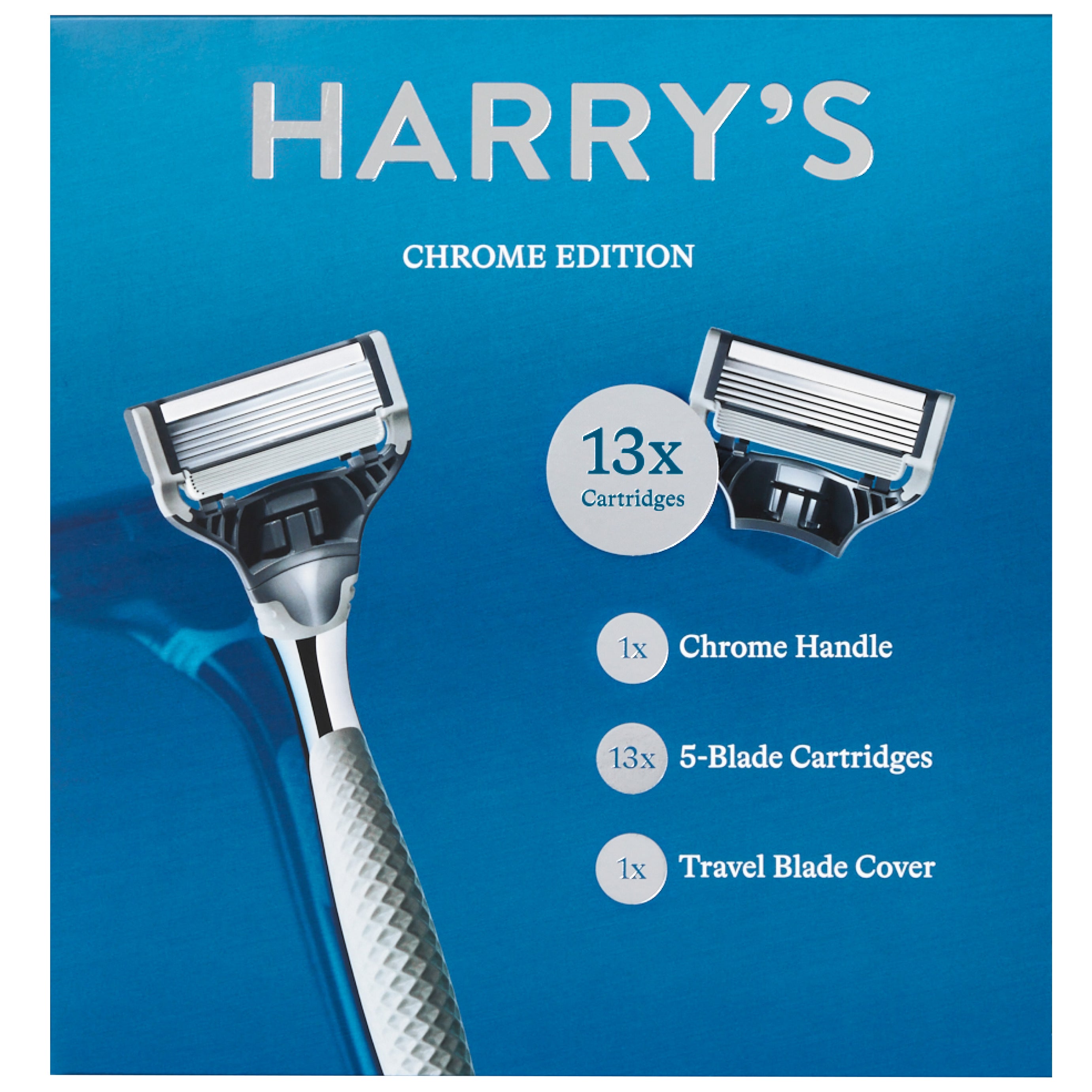 Harry's Chrome Edition Razor Set - 1 Handle, 13 Cartridges - Image 1