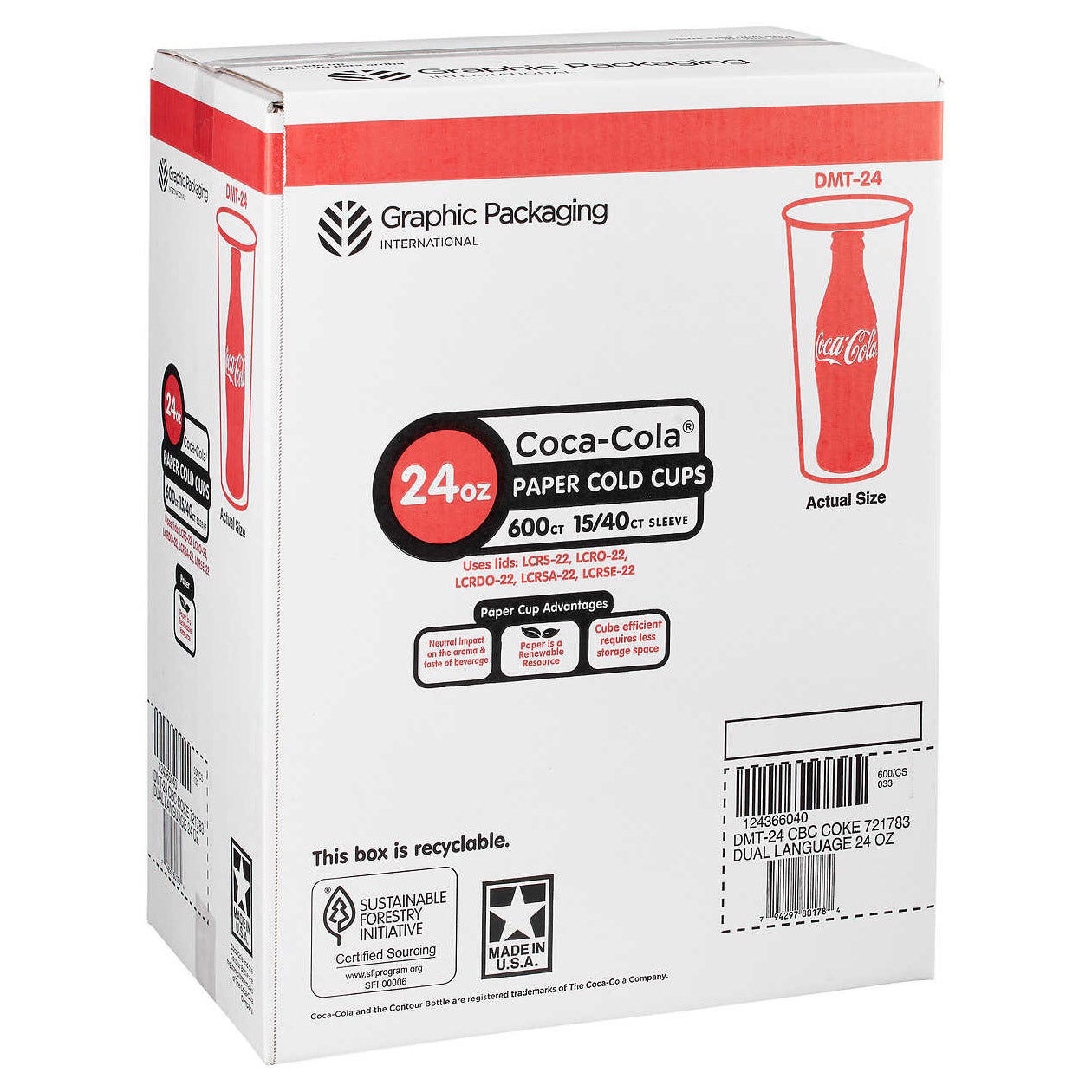 GRAPHIC PACKAGING 24 OZ COKE LOGO CUP 600 CT DMT-24
