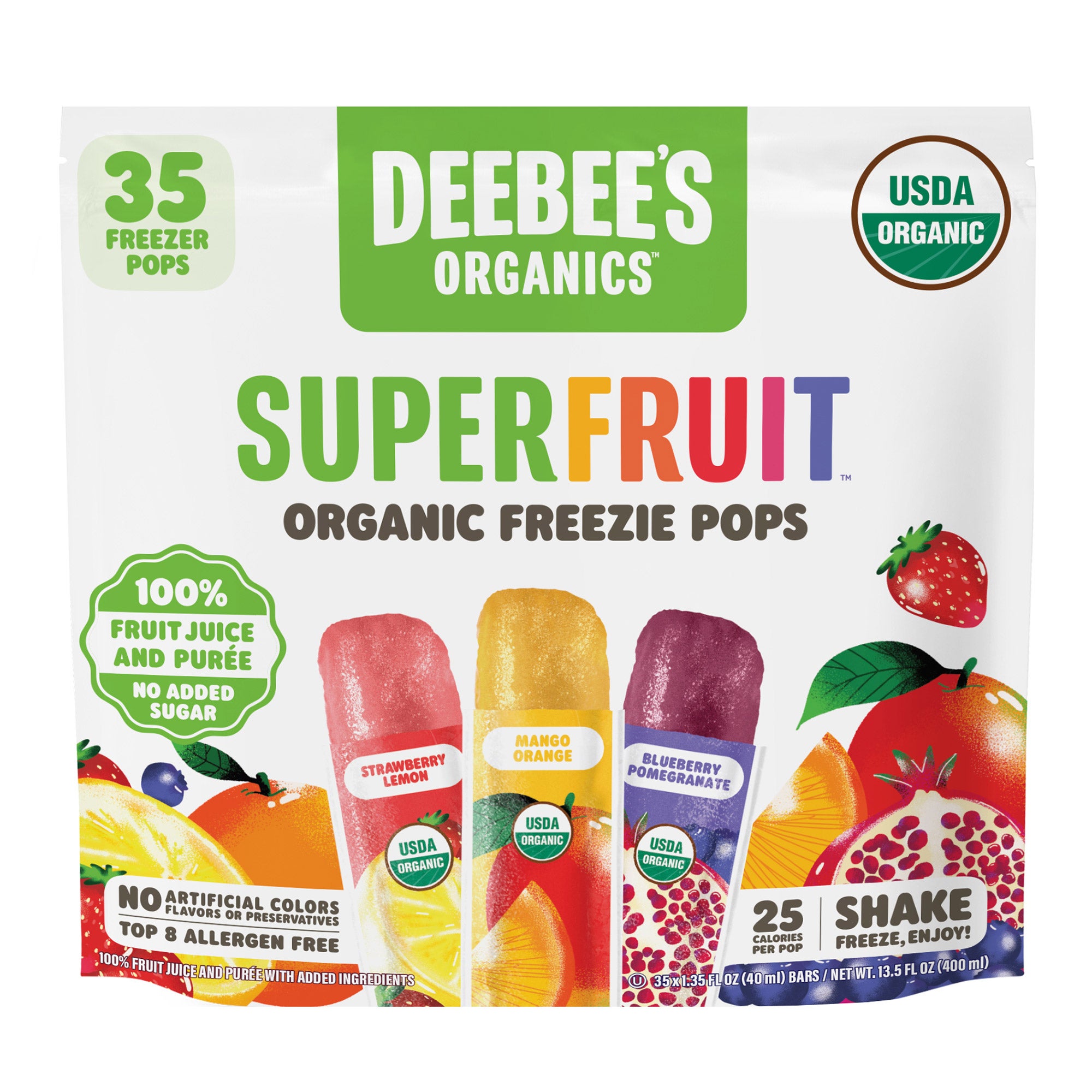 DEEBEE'S ORGANICS SUPERFRUIT FREEZIES 35/1.35 FLOZ(1.47 QTS)
