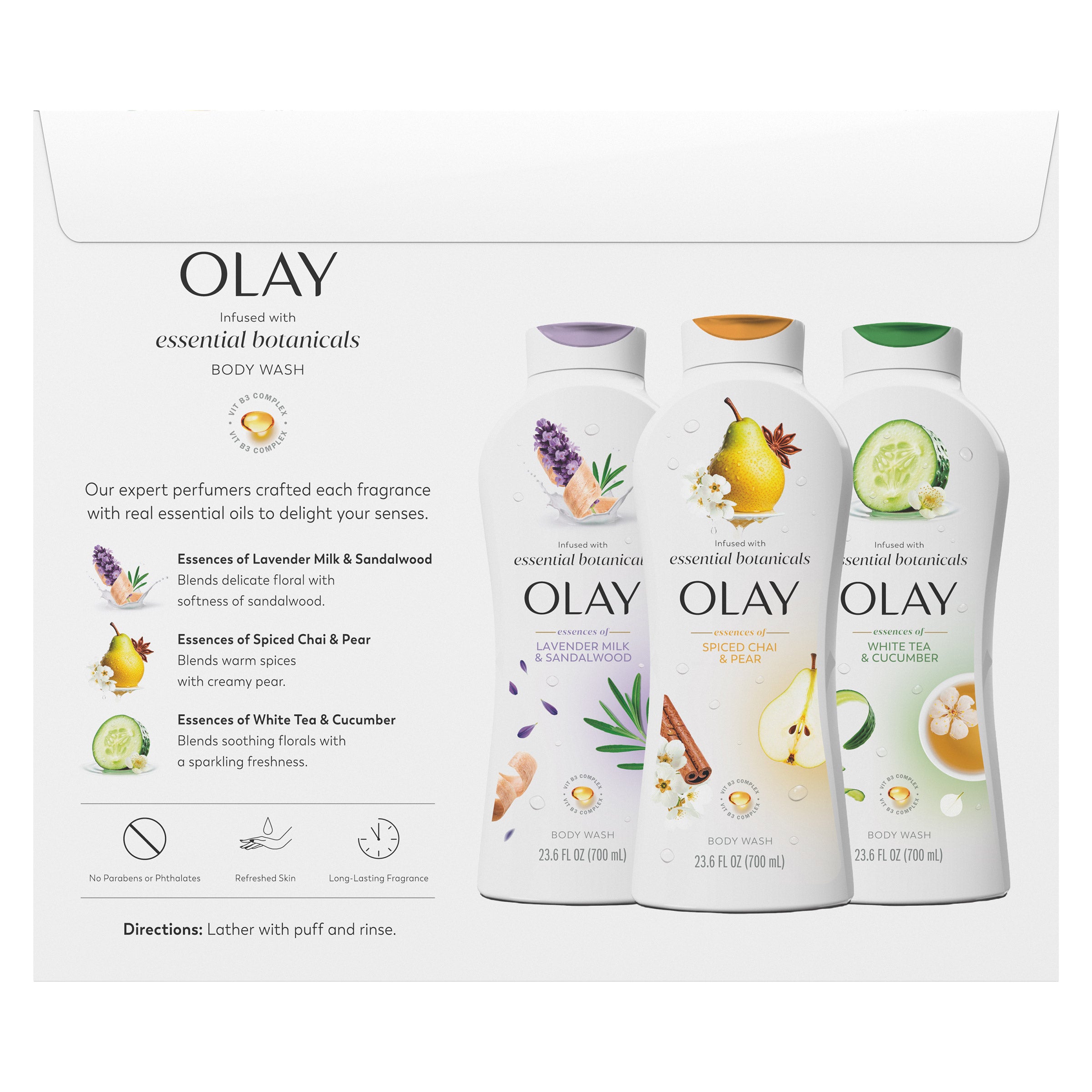 OLAY ESSENTIAL BOTANICAL BODY WASH 3/23.6 FL OZ