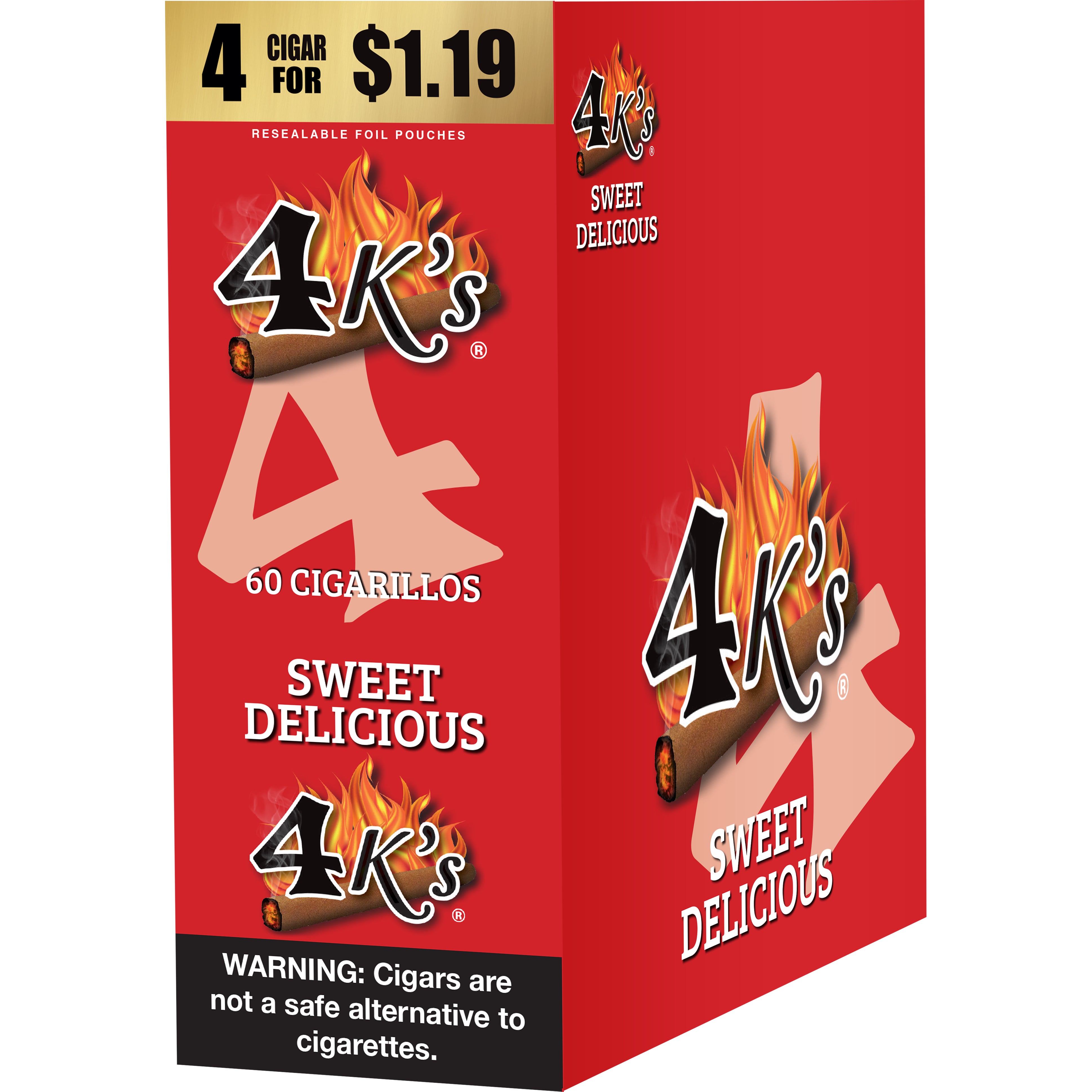 4K'S SWEET DELIC CIGARILLOS 15/4CT 4/$1.19 PP - Image 1