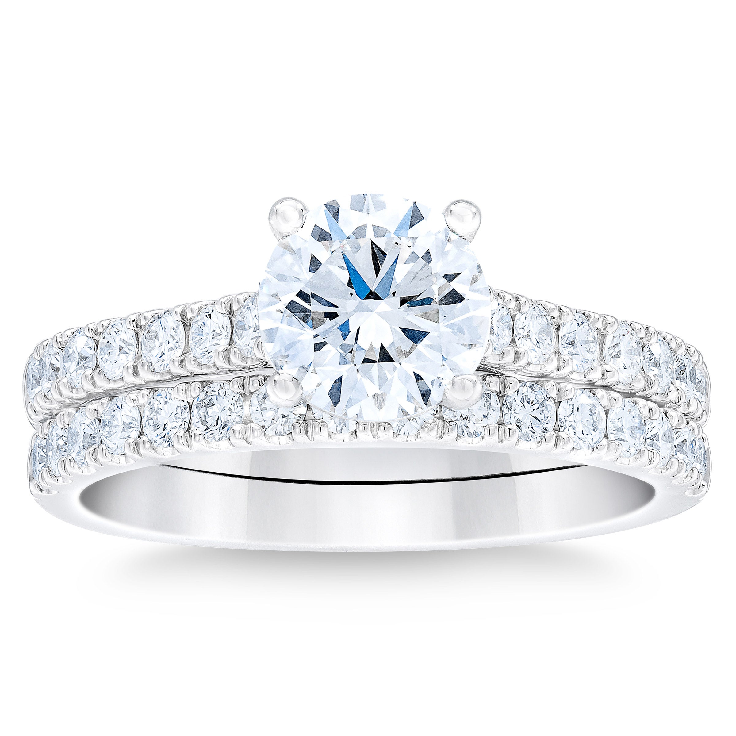 2.02CTW ROUND DIAMOND PLATINUM WEDDING SET 1.30CT CENTER VVS2 "H"