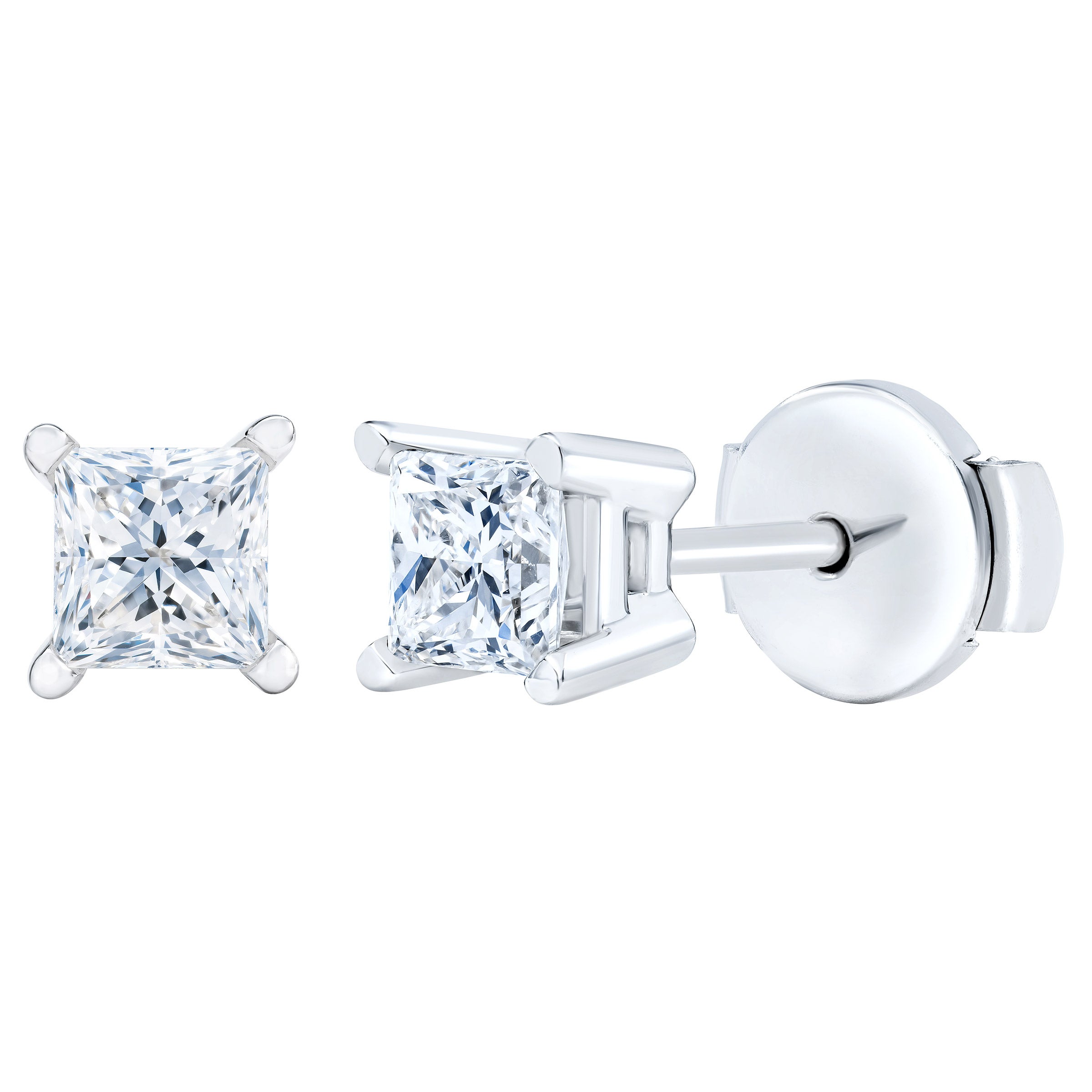 14KT WHITE GOLD VS2 G 0.73CTW PRINCESS CUT DIAMOND EARRINGS