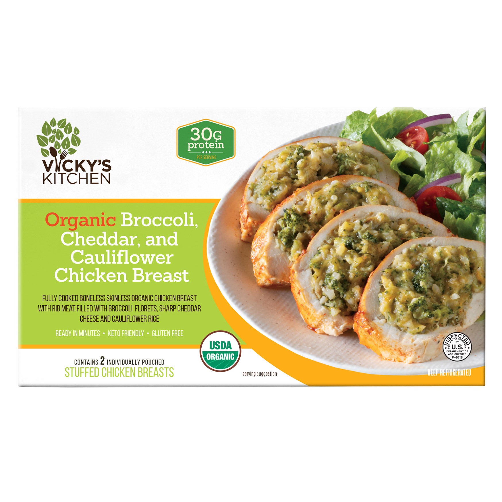 VICKY'S KITCHEN ORG BROCC CHEDDAR STUFFED CHKN PER LB - Image 1