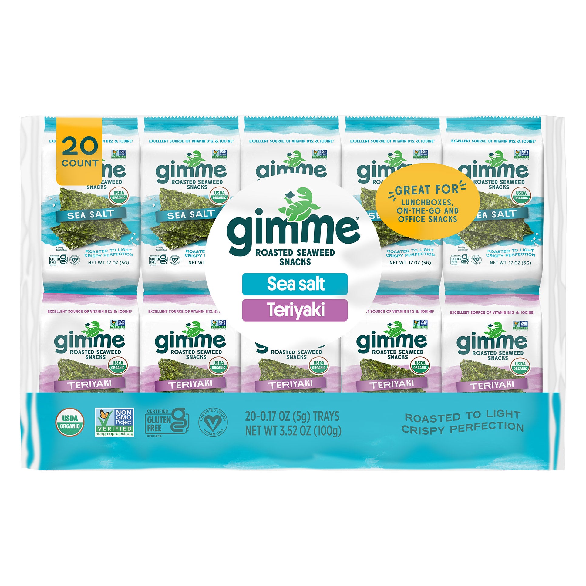 GIMME ORGANIC SEAWEED VARIETY SNACK 20/.17 OZ PACKS