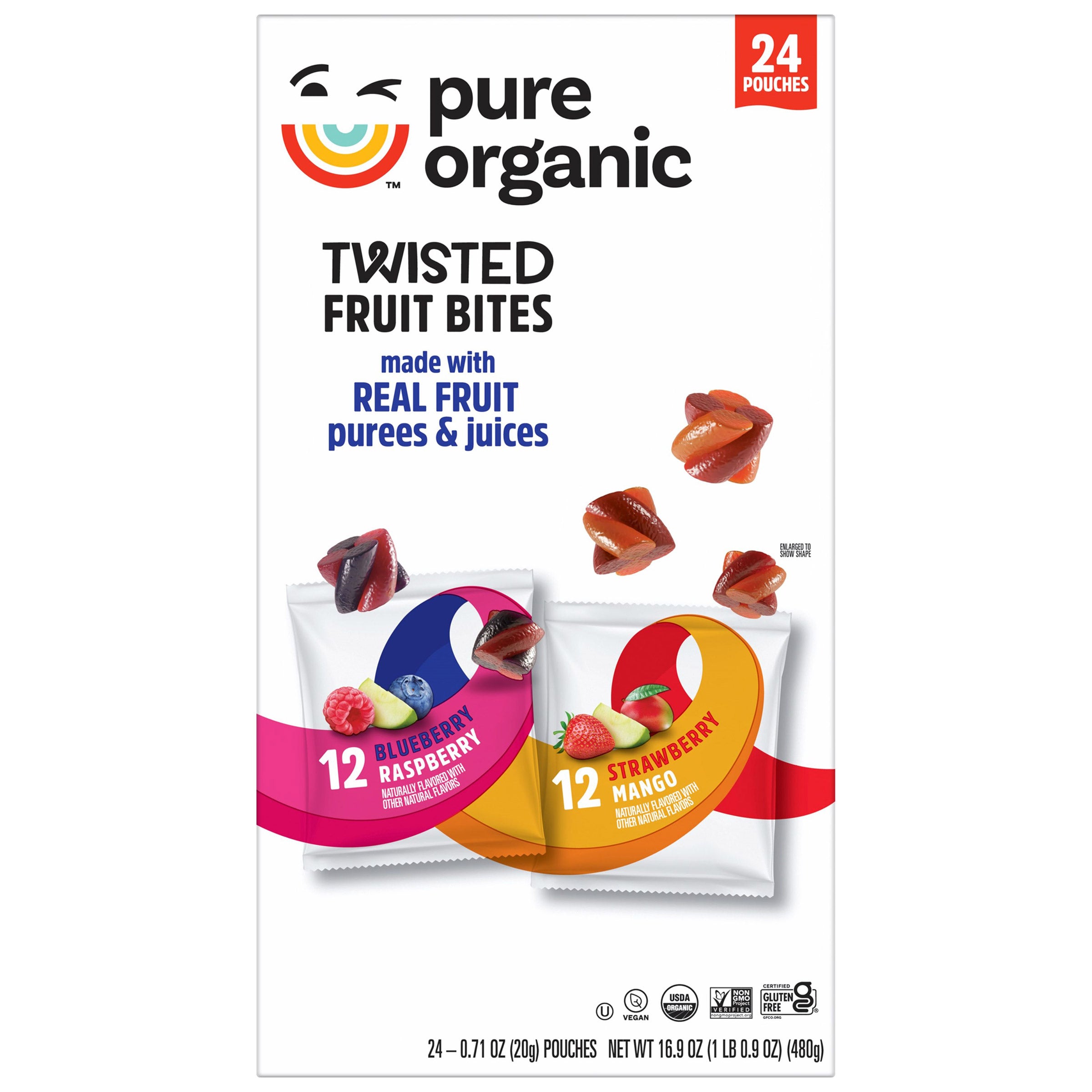 PURE ORGANIC TWISTED FRUIT BITES 24/.7OZ (1.05LBS) - Image 1