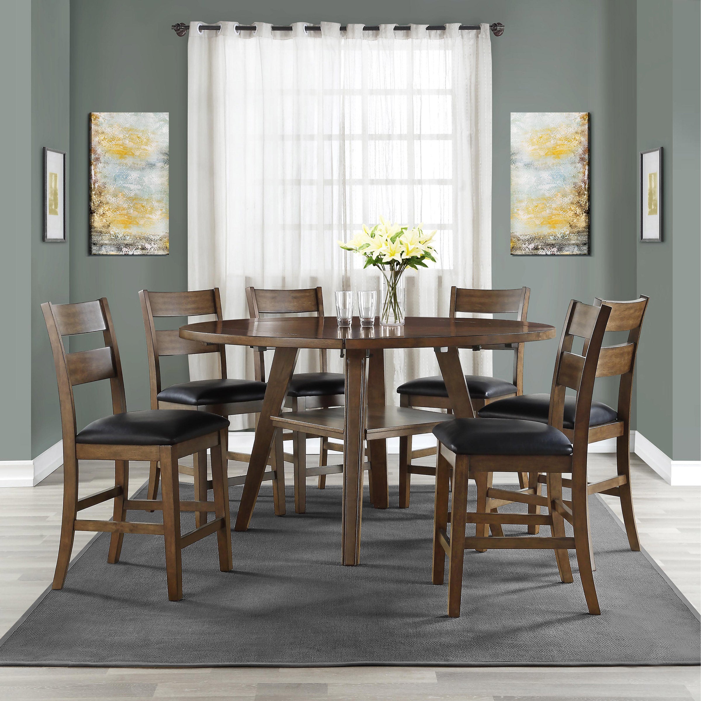 BAYSIDE FURNISHING 7PC SQUARE TO ROUND DINING SET