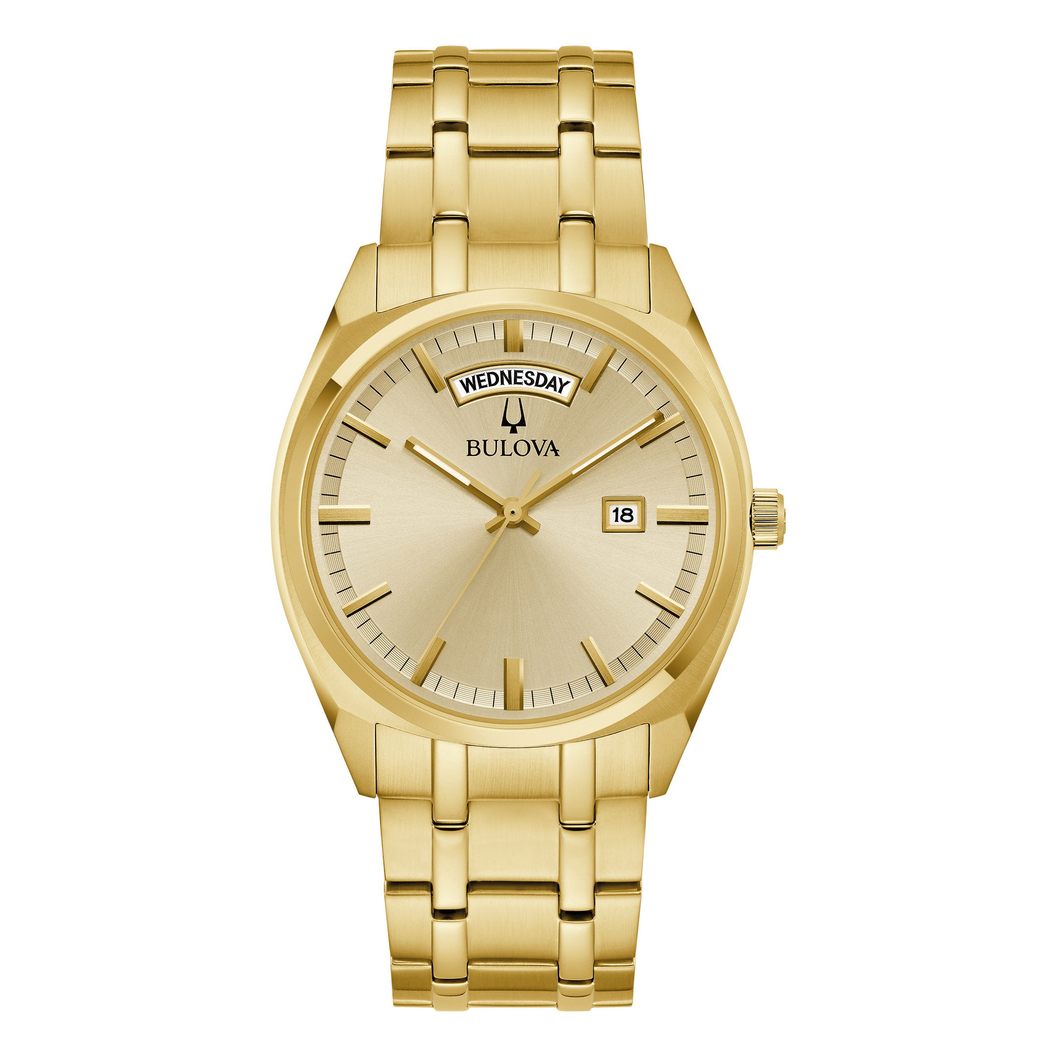 BULOVA SURVEYOR GOLD STAINLESS STEEL CASE MENS WATCH - Image 1