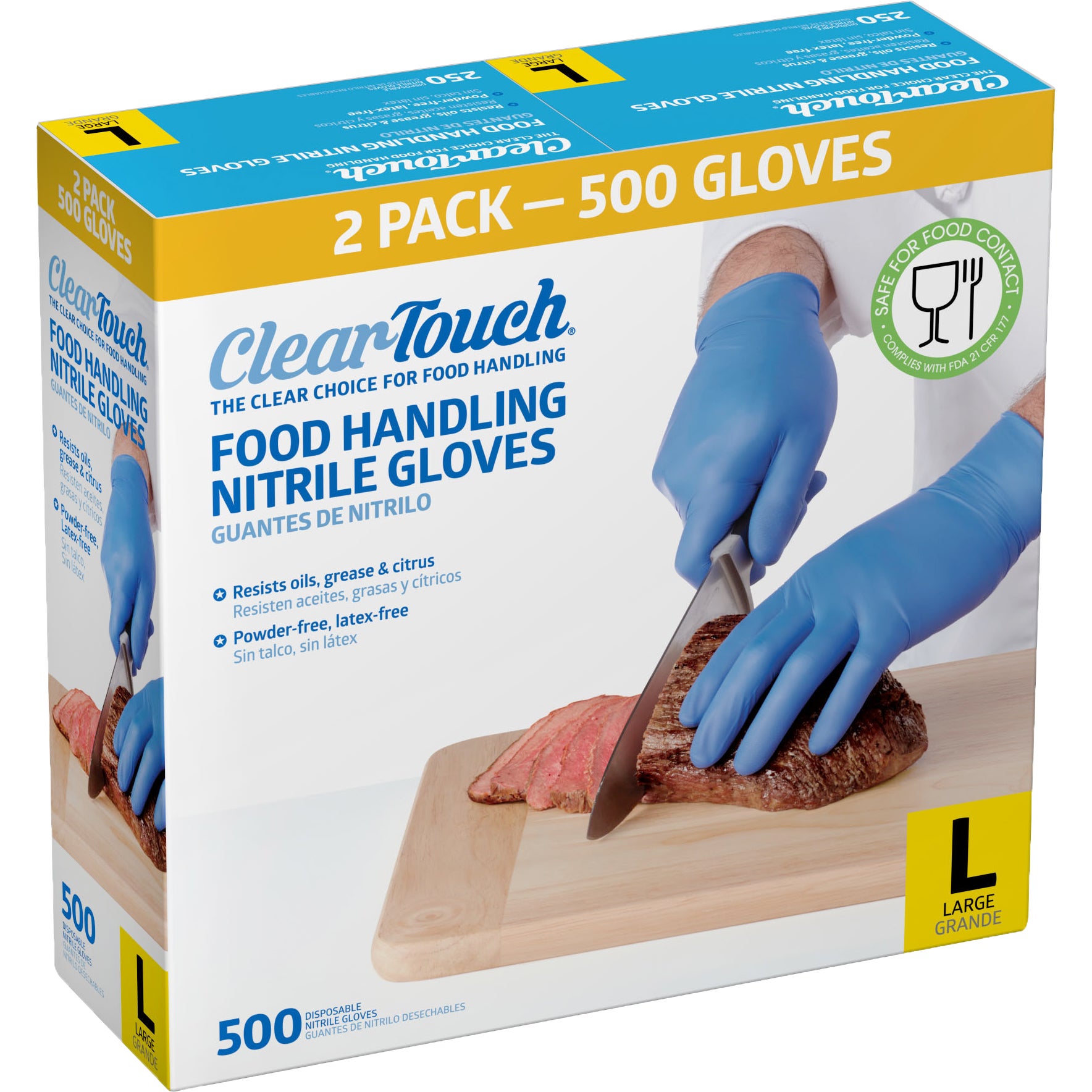 CLEAR-TOUCH FOOD HANDLING NITRILE GLOVES LARGE 2/250 CT - Image 1