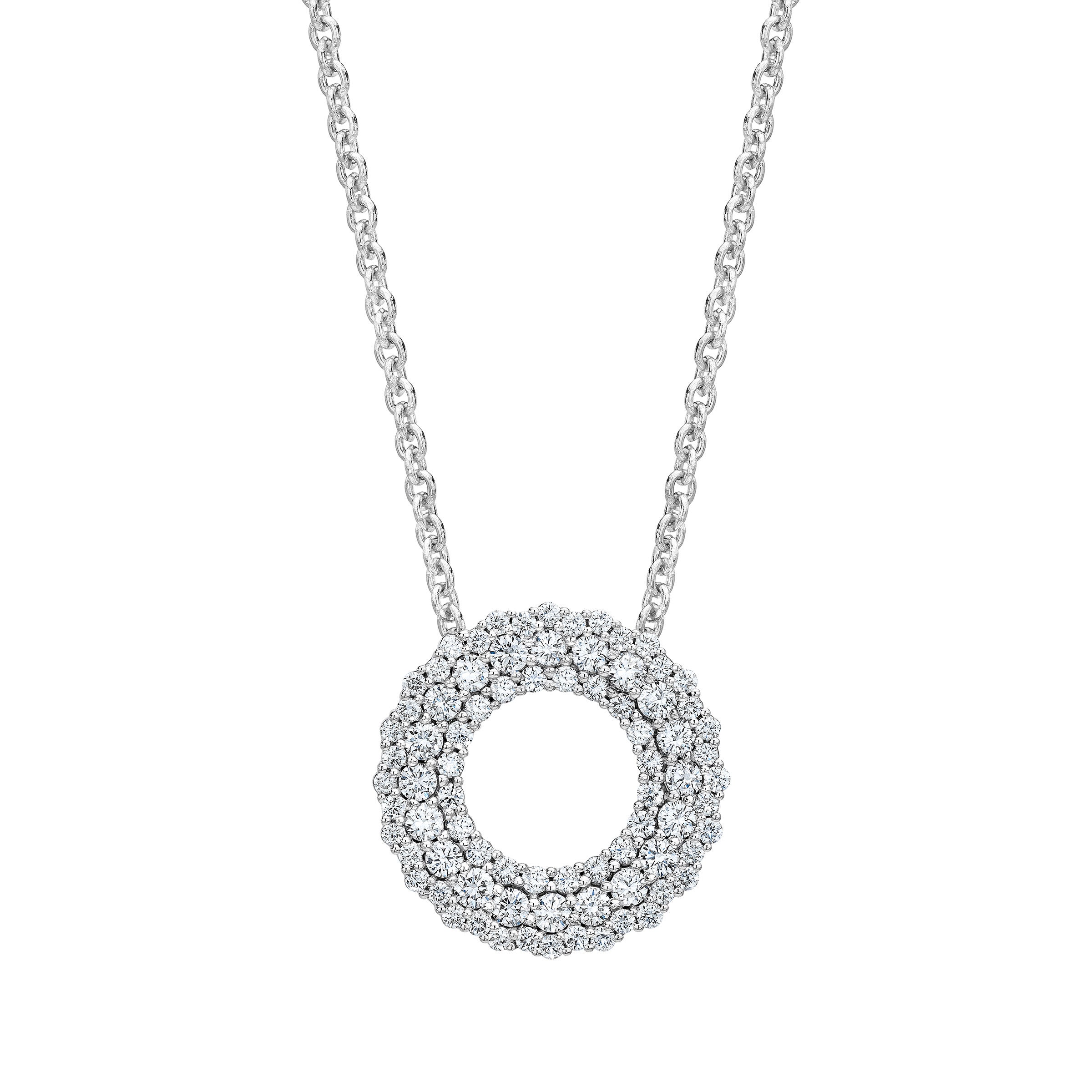 14KT WHITE GOLD VS2 I 0.95CTW ROUND DIAMOND CIRCLE PENDANT