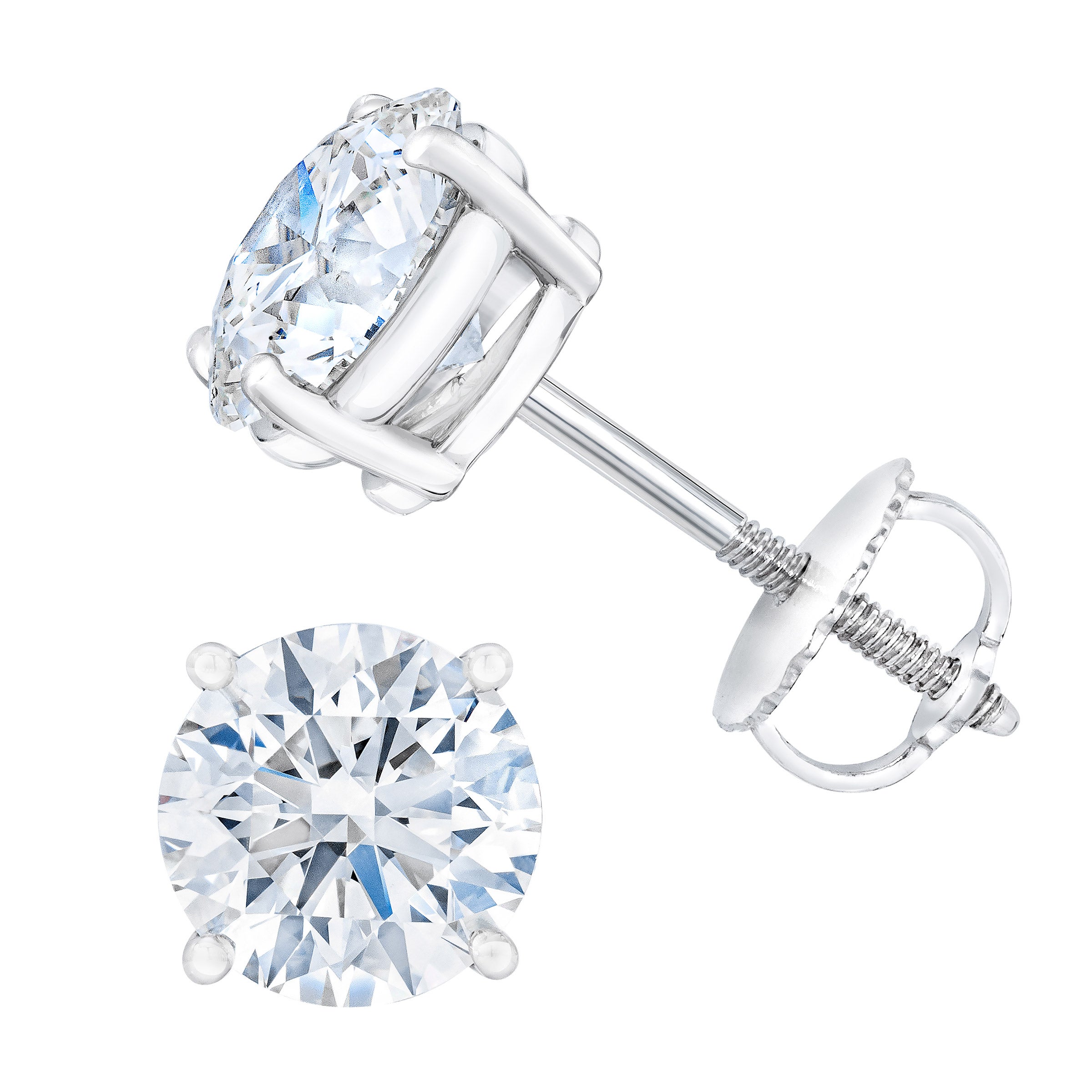 2.35CTW ROUND DIAMOND PLATINUM STUD EARRINGS VVS1 CLARITY "G" COLOR