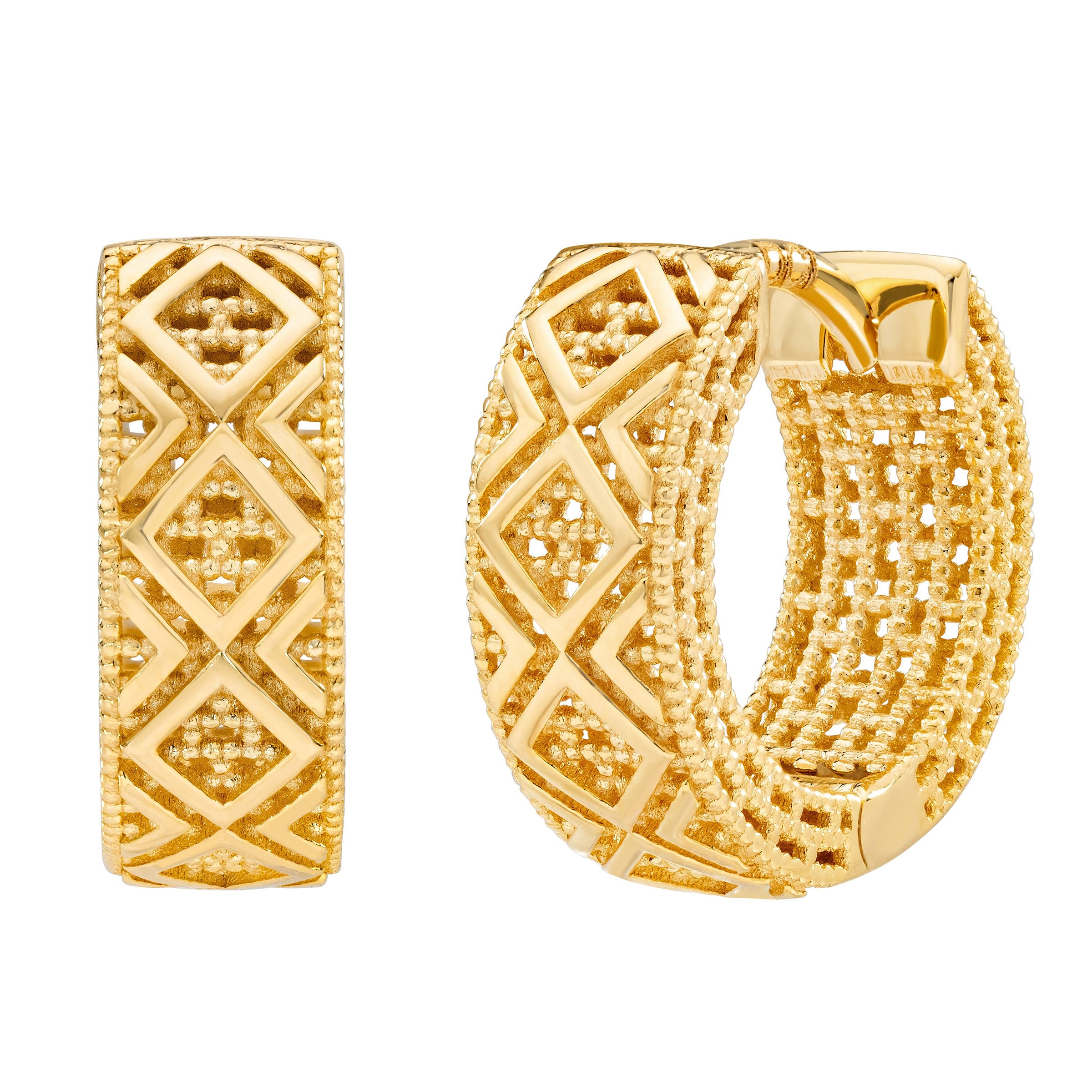 14KT YELLOW GOLD HUGGIE HOOP EARRINGS MADE IN ITALY - Image 1