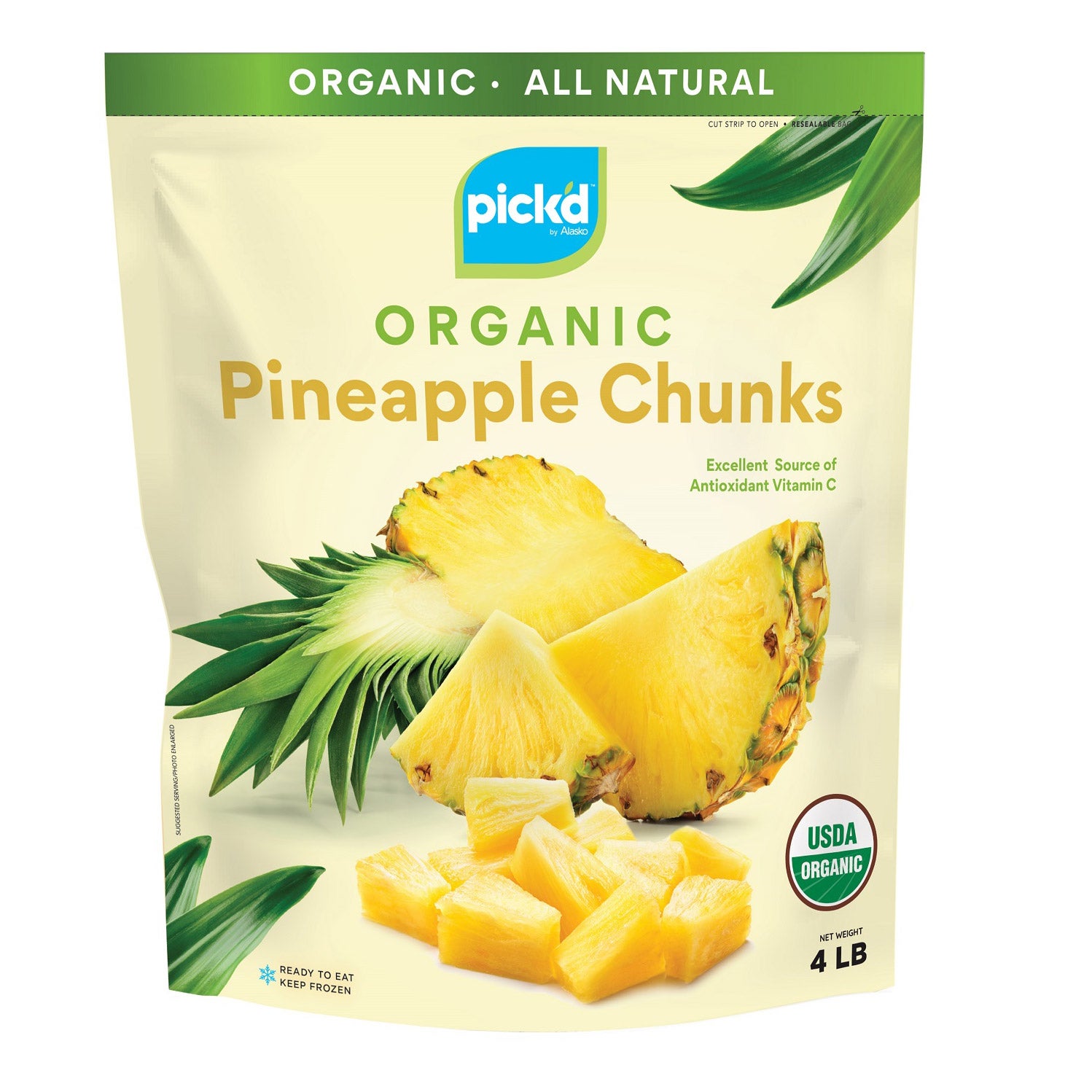 PICK'D ORGANIC PINEAPPLE CHUNKS 4 LBS