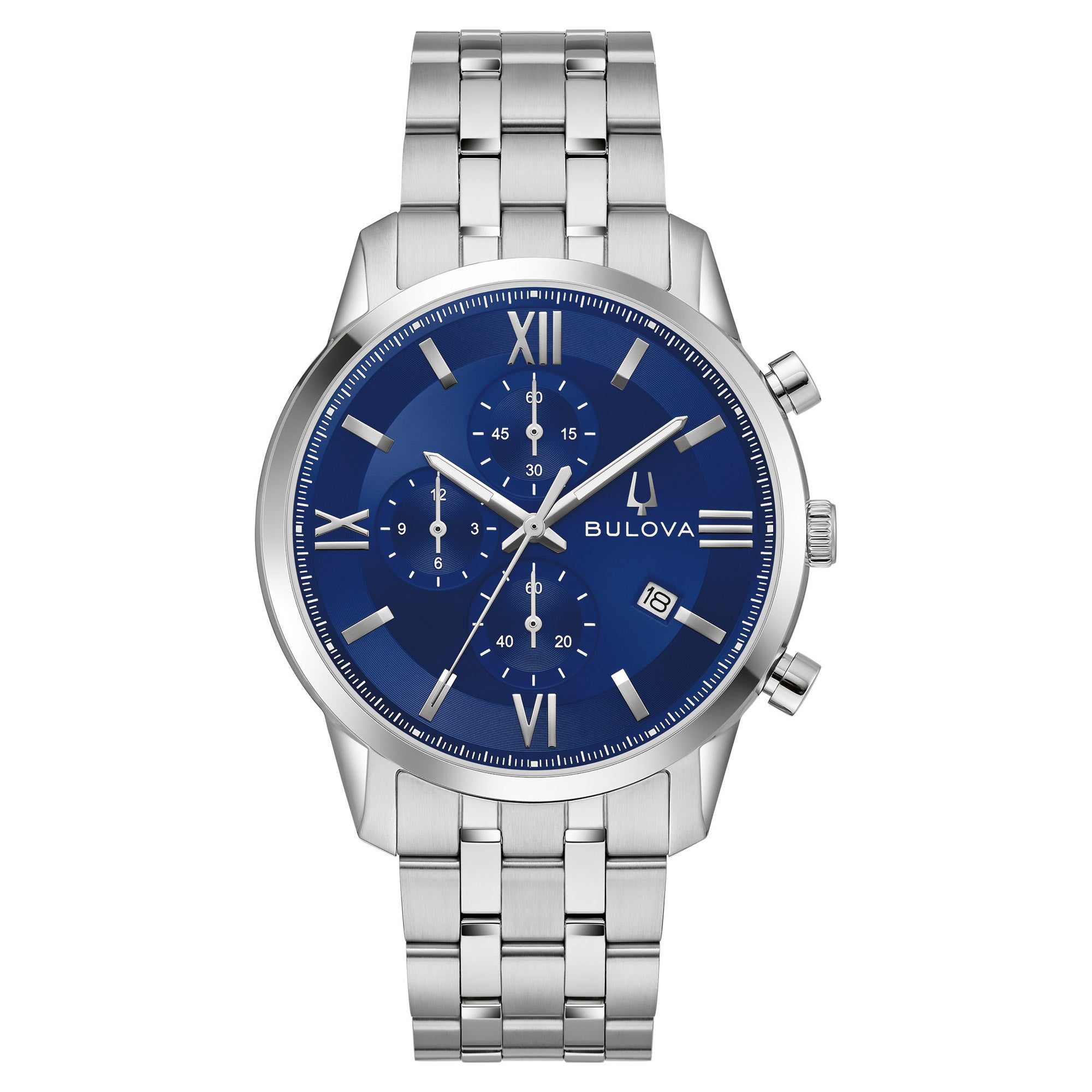 BULOVA SUTTON STAINLESS STEEL BLUE QUARTZ MENS WATCH - Image 1