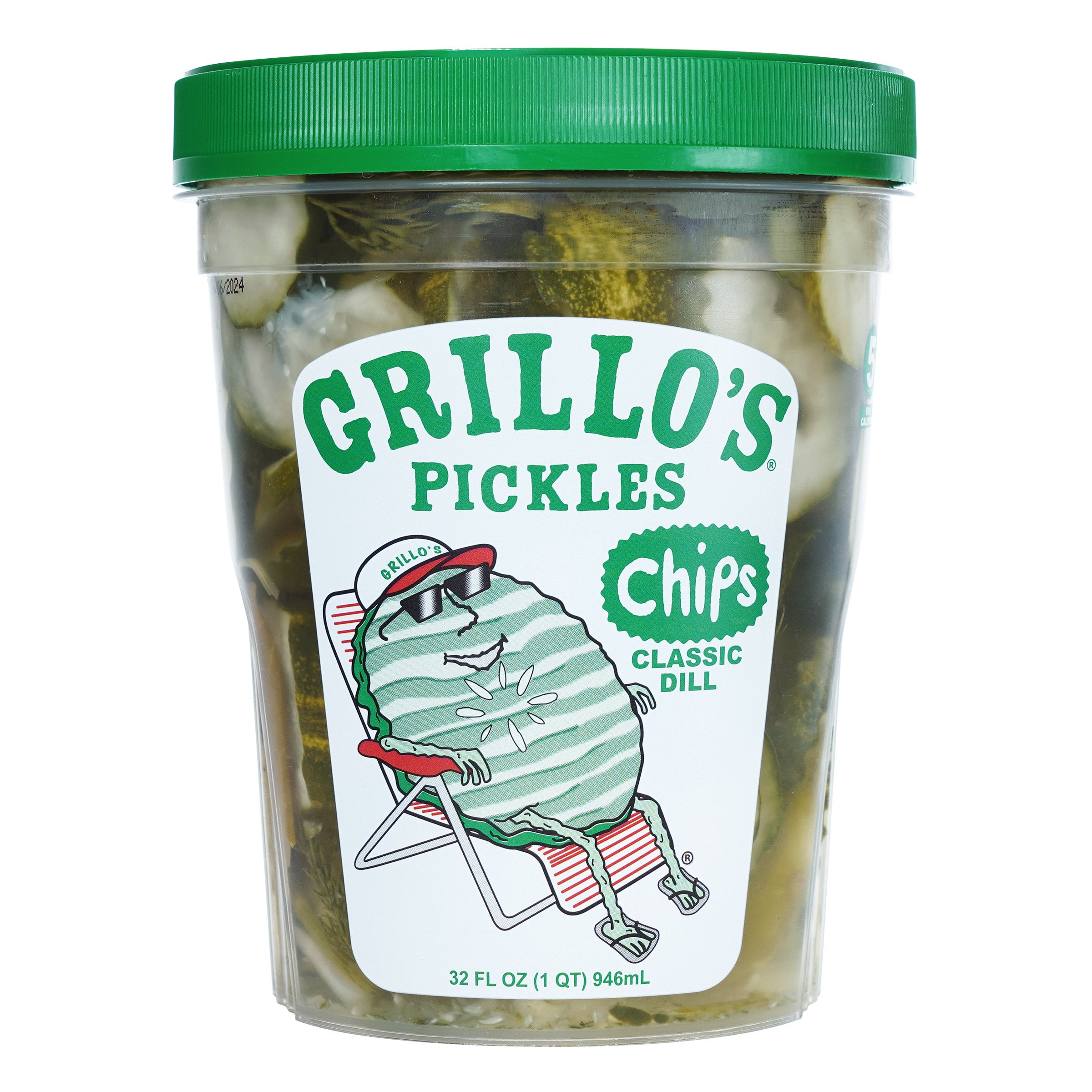 GRILLO'S PICKLES DILL CHIPS 32 OUNCE CONTAINER