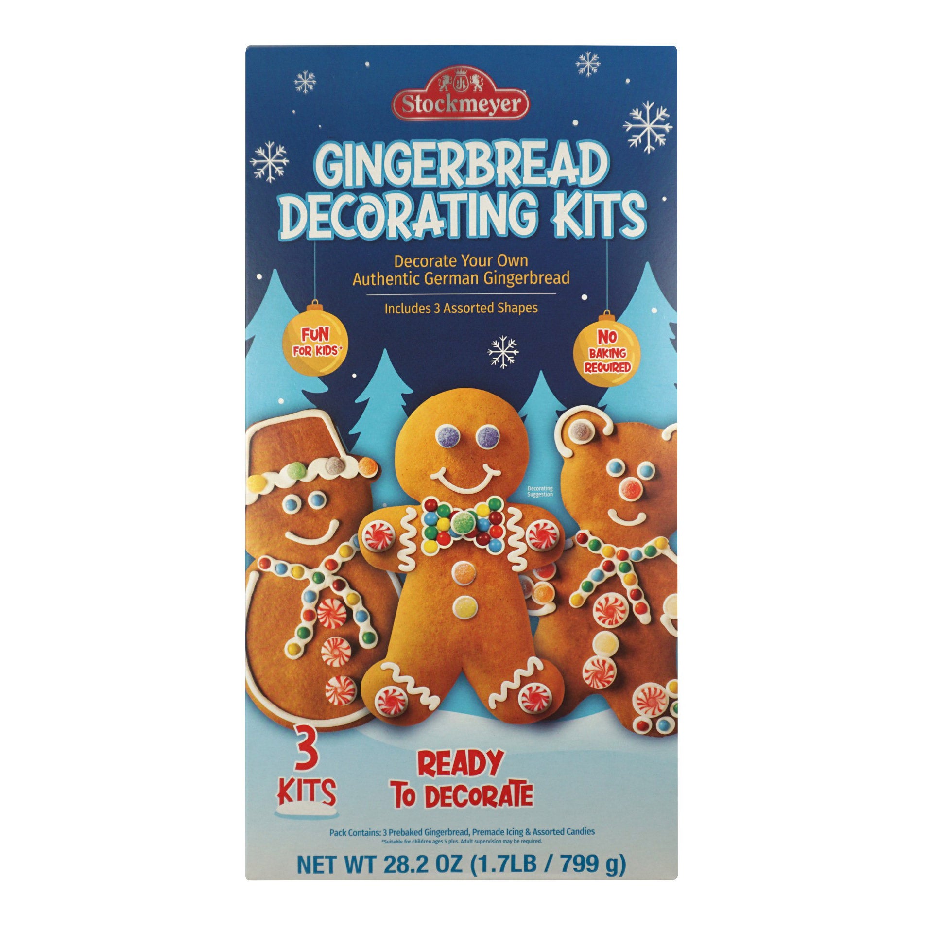 GINGERBREAD KIT 3 DECORATING KITS 28.2 OZ