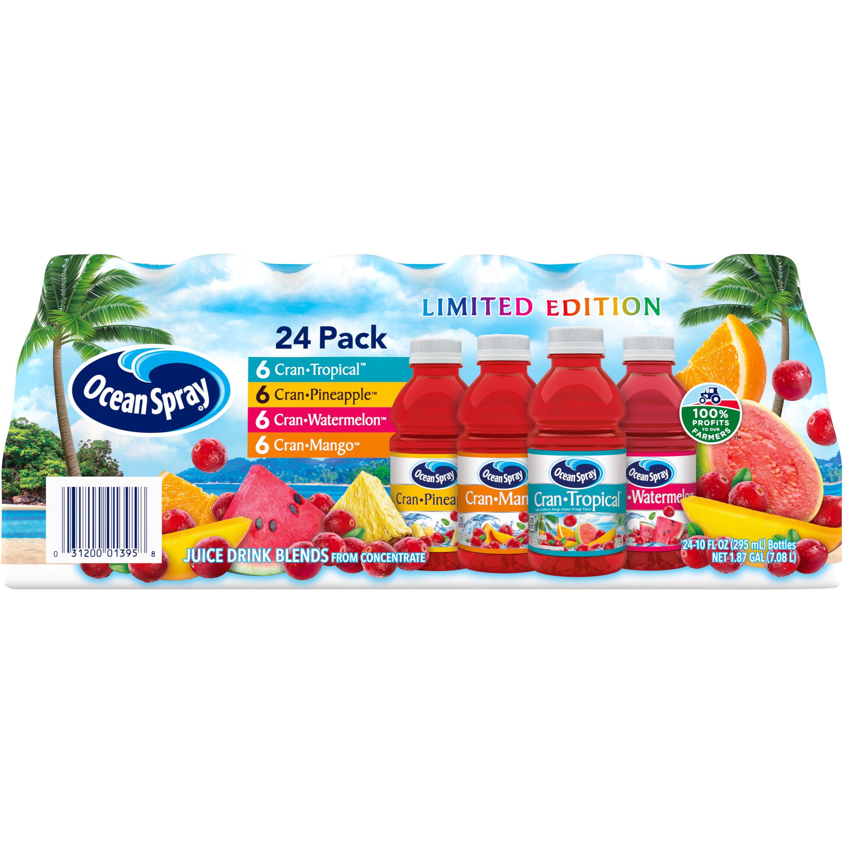 OCEAN SPRAY CRAN TROPICS VARIETY 24 PACK 10 OUNCES EACH