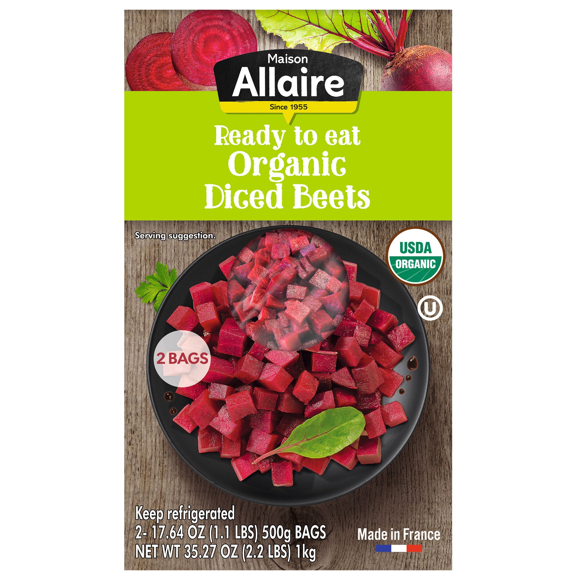 MAISON ALLAIRE ORGANIC DICED BEETROOTS 35.27 OZ - Image 1