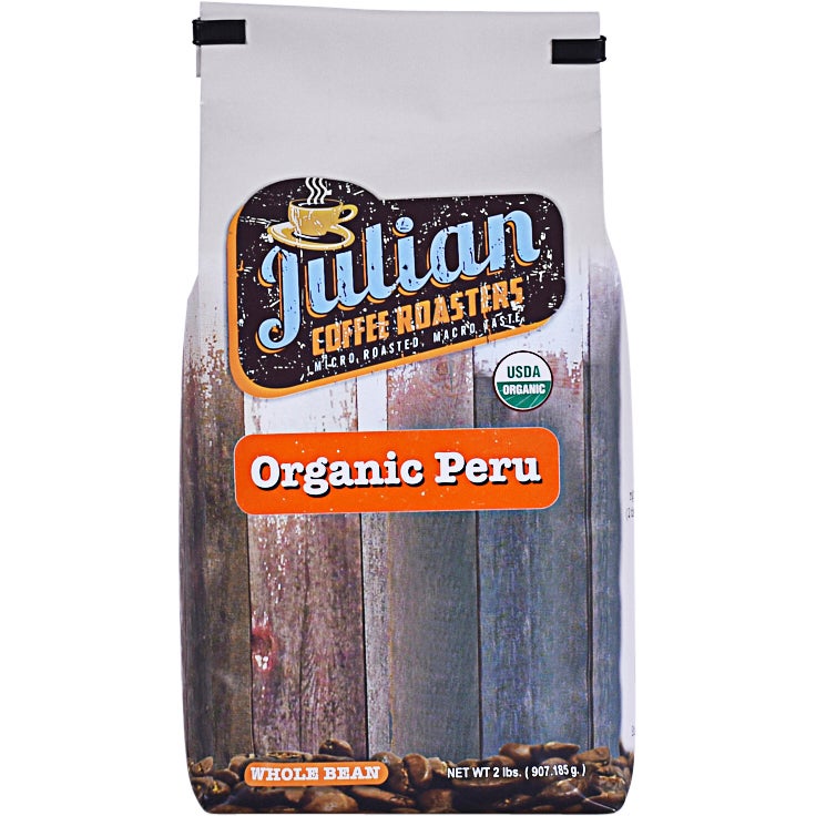 JULIAN COFFEE ROASTERS ORGANIC PERU WHOLEBEAN 2 POUND BAG