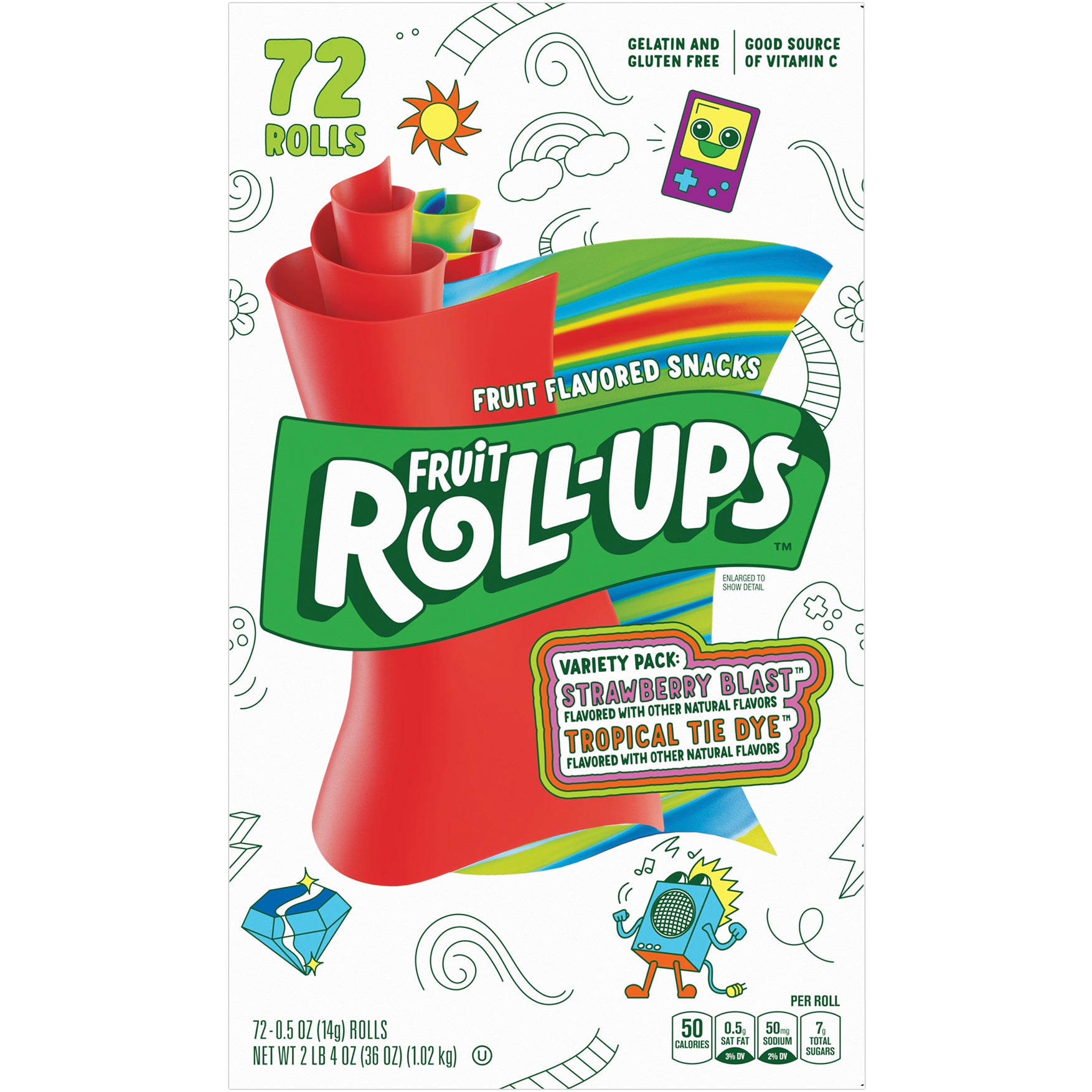GENERAL MILLS FRUIT ROLL UPS VARIETY 72 CT/.5OZ (2.34 LBS)