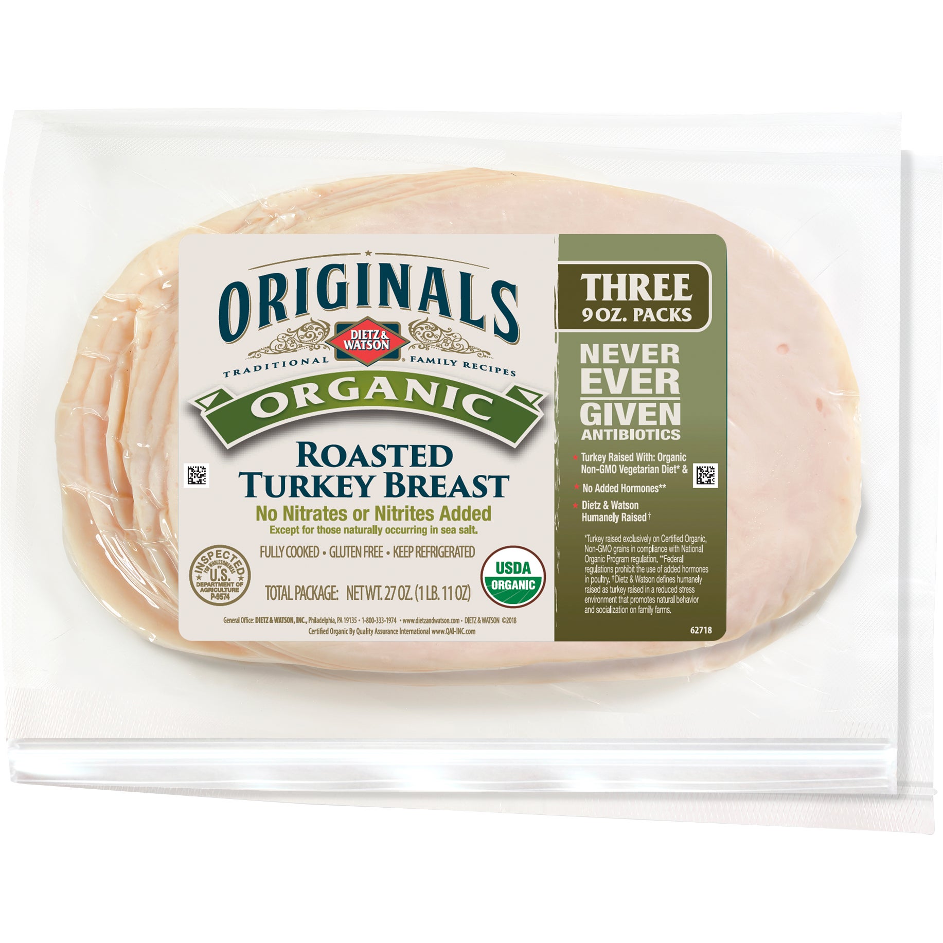 DIETZ & WATSON ORGANIC SLICED TURKEY 3 / 9 OZ