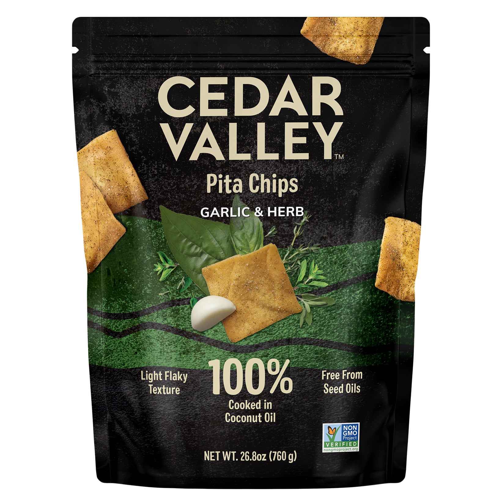CEDAR VALLEY GARLIC & HERB PITA CHIPS 26.8 OZ - Image 1