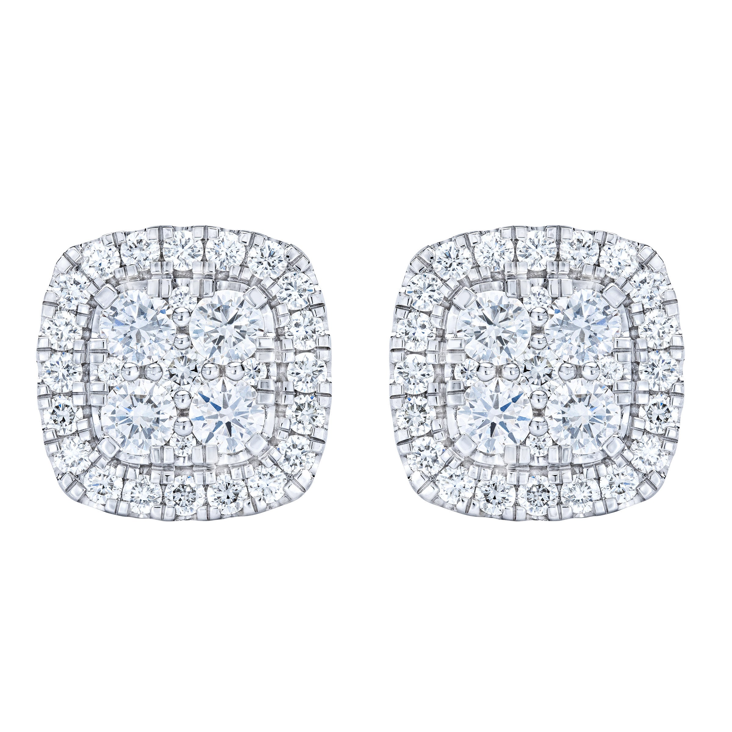 14KT WHITE GOLD VS2 I 1.50CTW ROUND DIAMOND HALO EARRINGS - Image 1