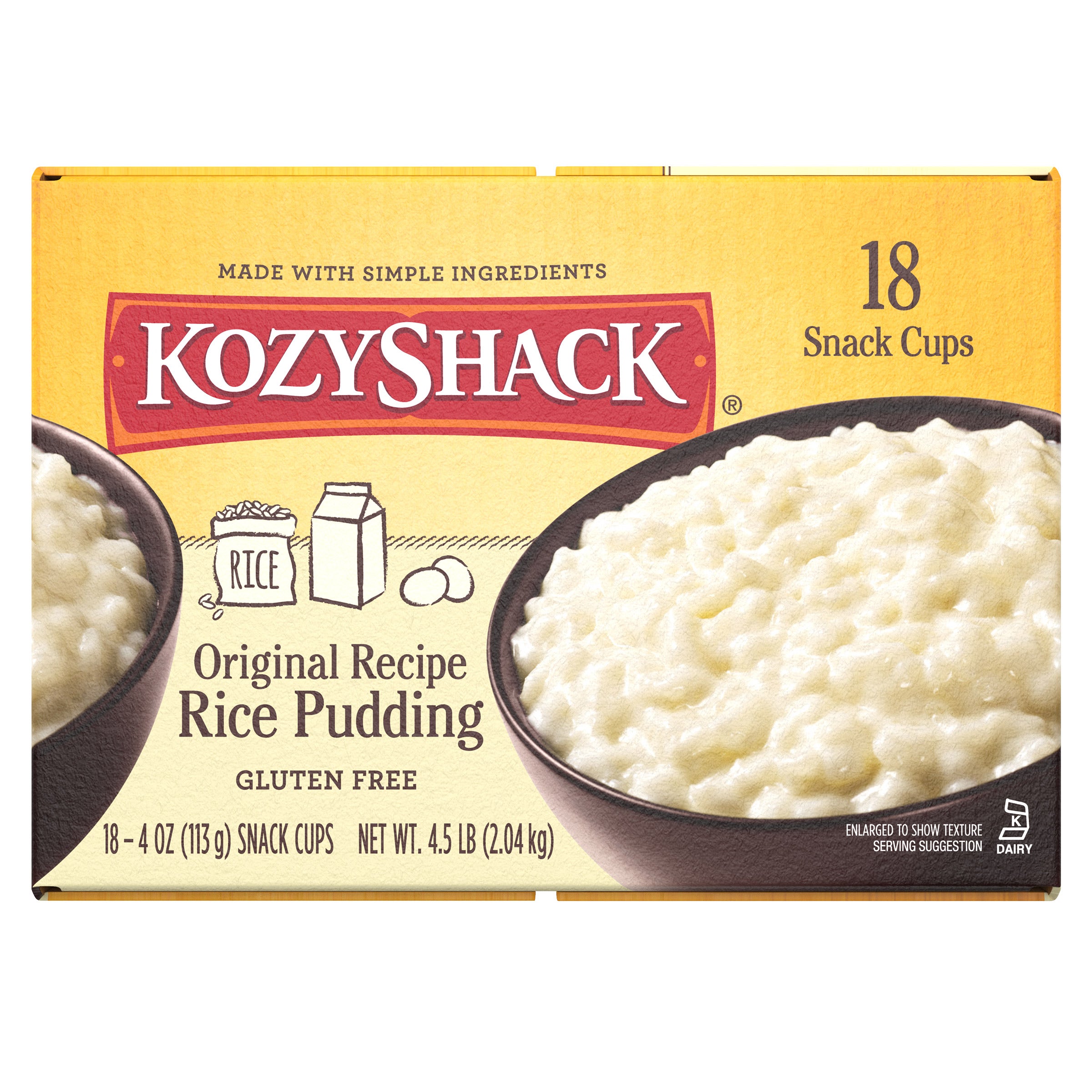 KOZY SHACK ORIGINAL RICE PUDDING 18/4 OZ (4.5 LBS)