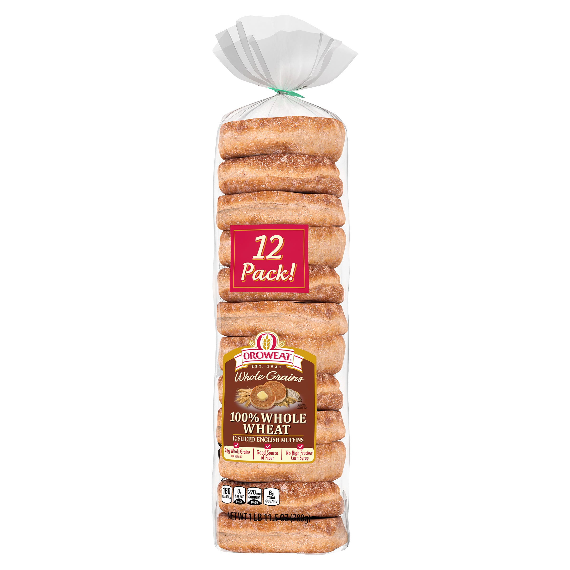OROWEAT ENGLISH MUFFIN WHOLE WHEAT 12 CT