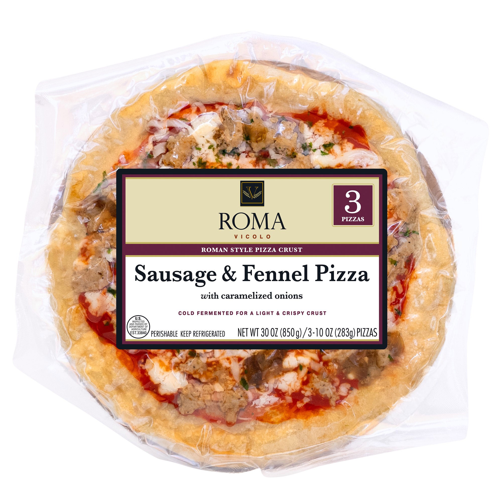 VICOLO ITALIAN SAUSAGE WITH FENNEL & ONION 3 PACK 10 OUNCES EA