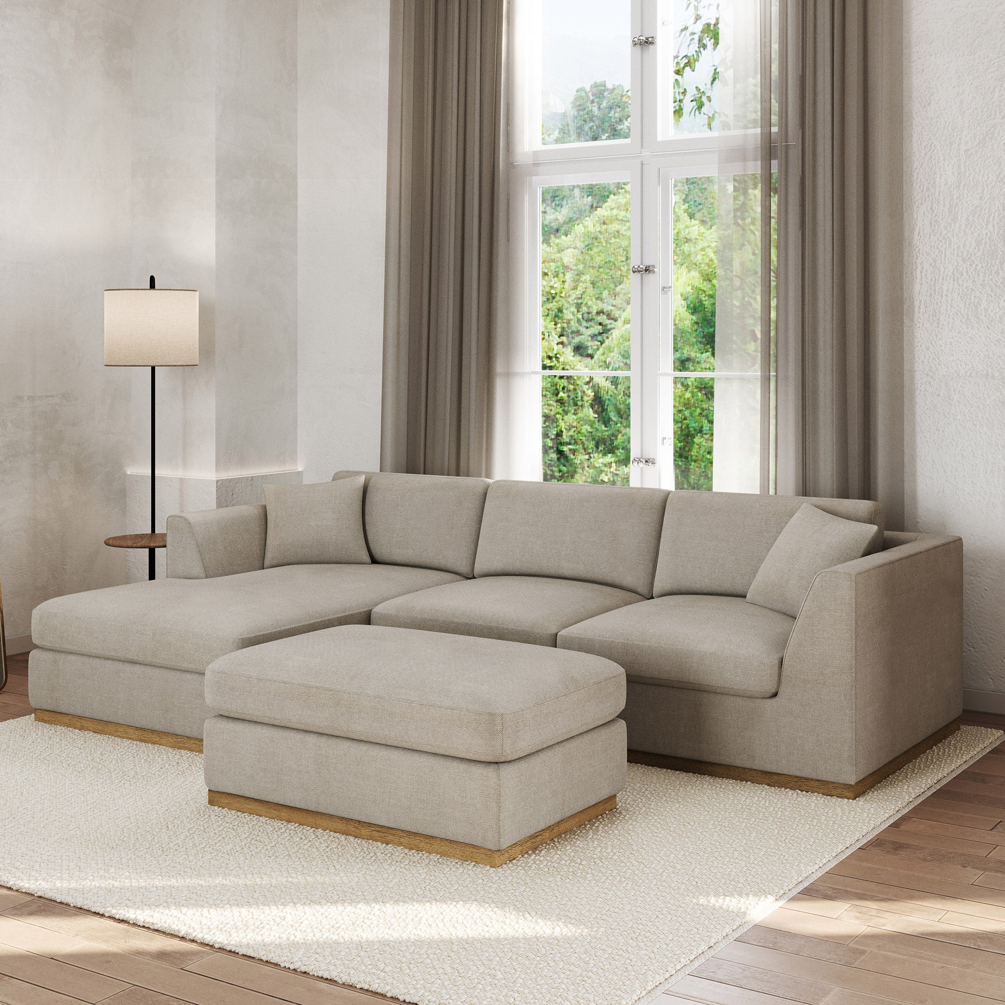 HENREDON CALEY REVERSIBLE SOFA CHAISE WITH OTTOMAN