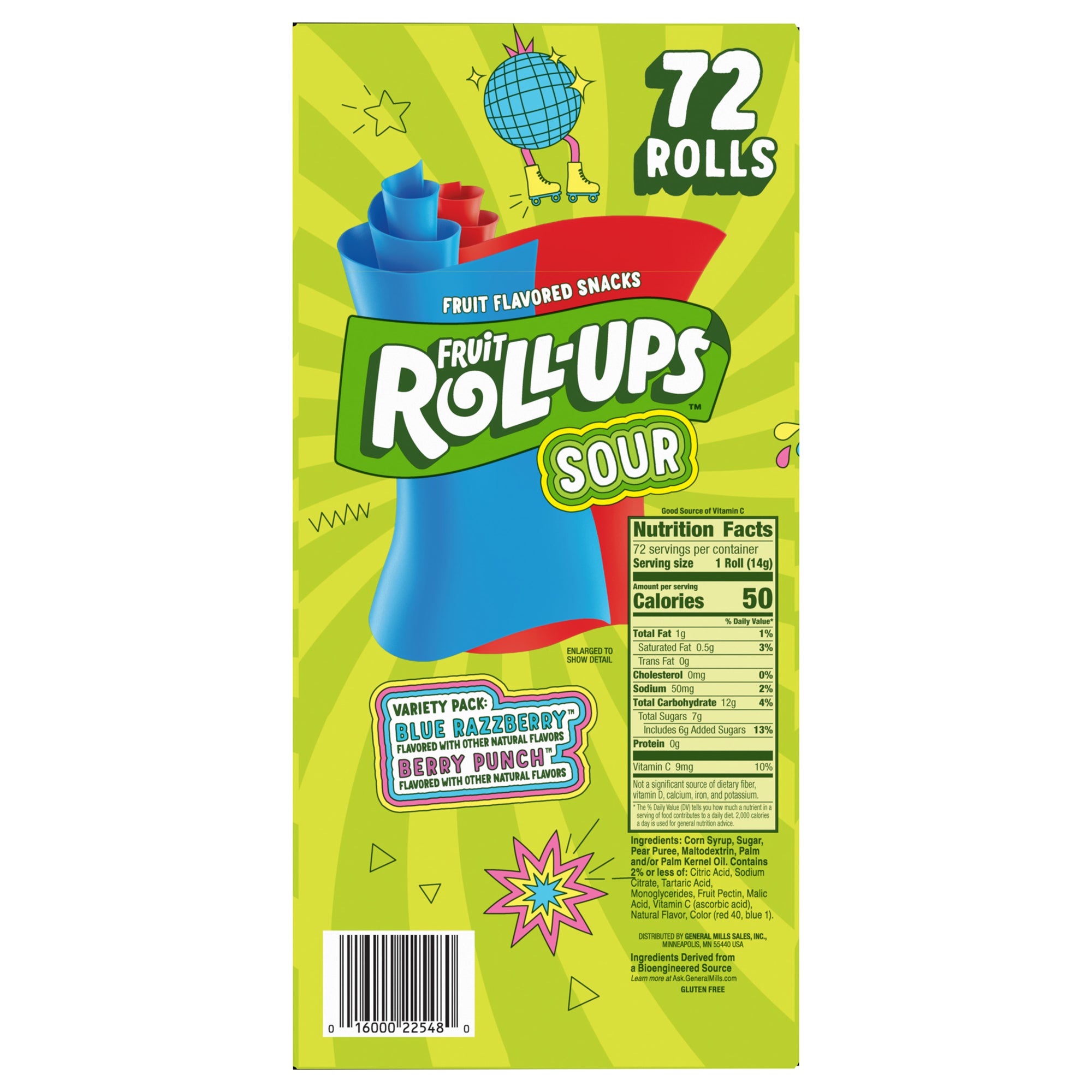 FRUIT ROLL-UPS SOUR VARIETY 72 CT