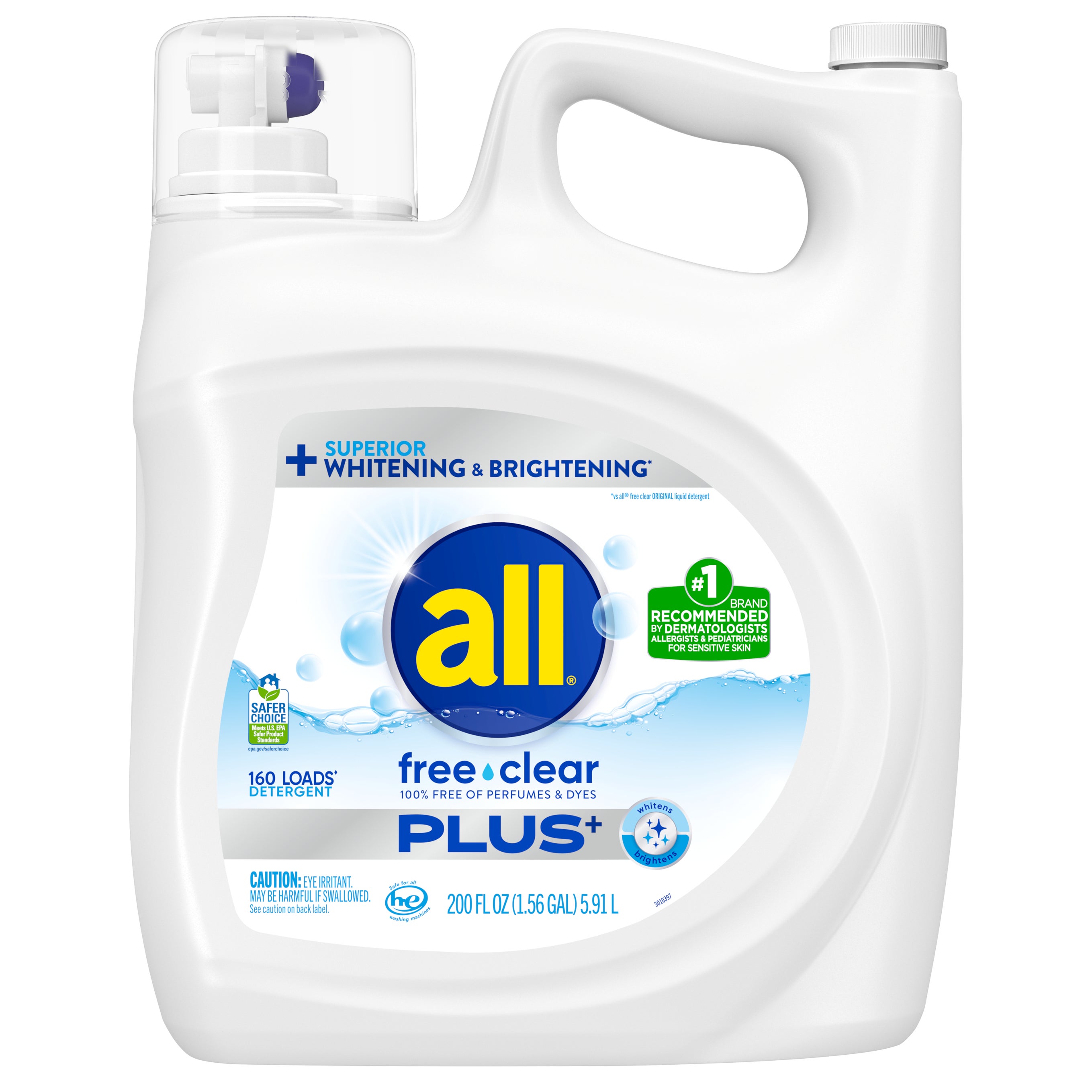 ALL FREE/CLEAR PLUS LIQUID DETERGENT 160 LOADS / 200 OZ
