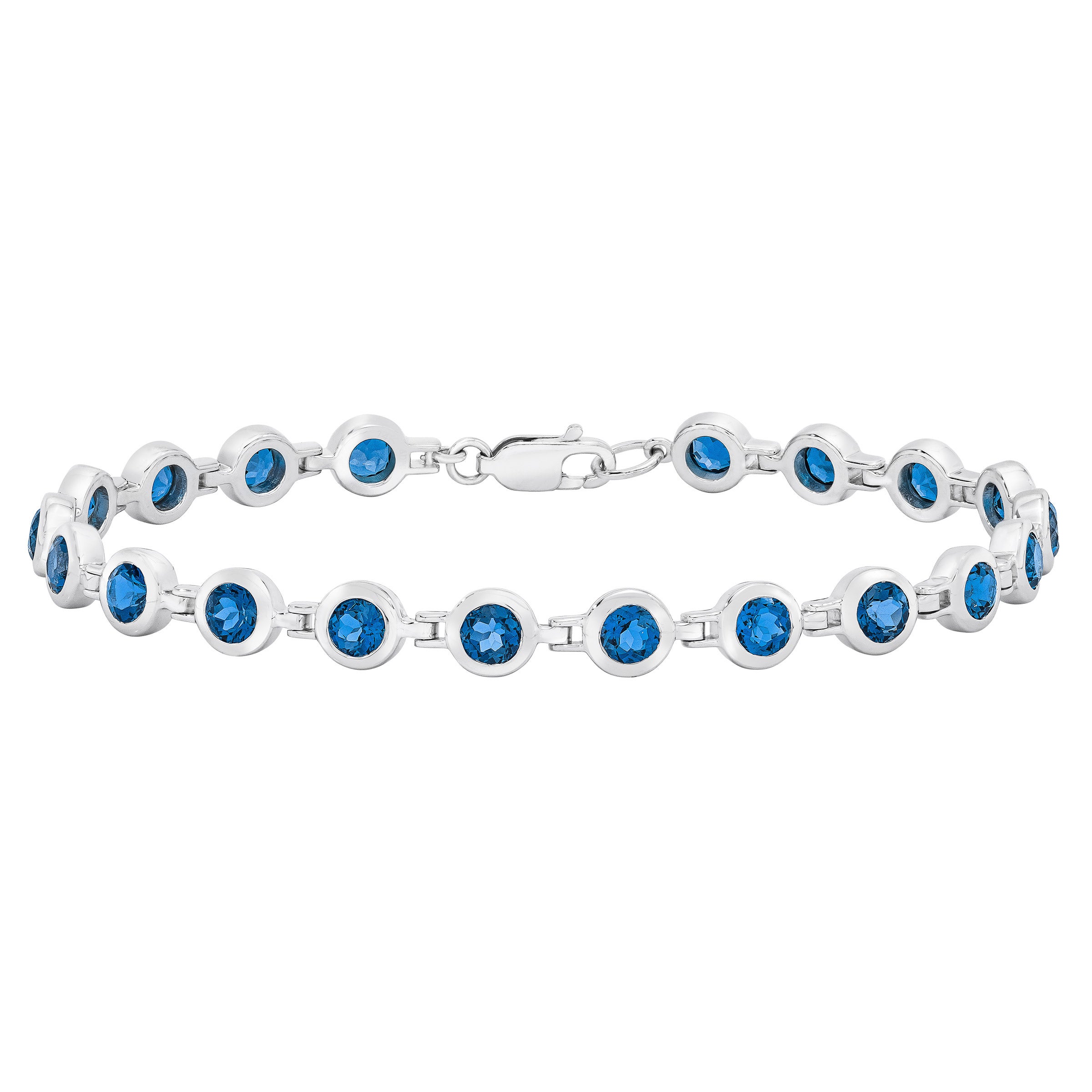 14KT WHITE GOLD 4MM LONDON BLUE TOPAZ 7.5¨ BRACELET - Image 1