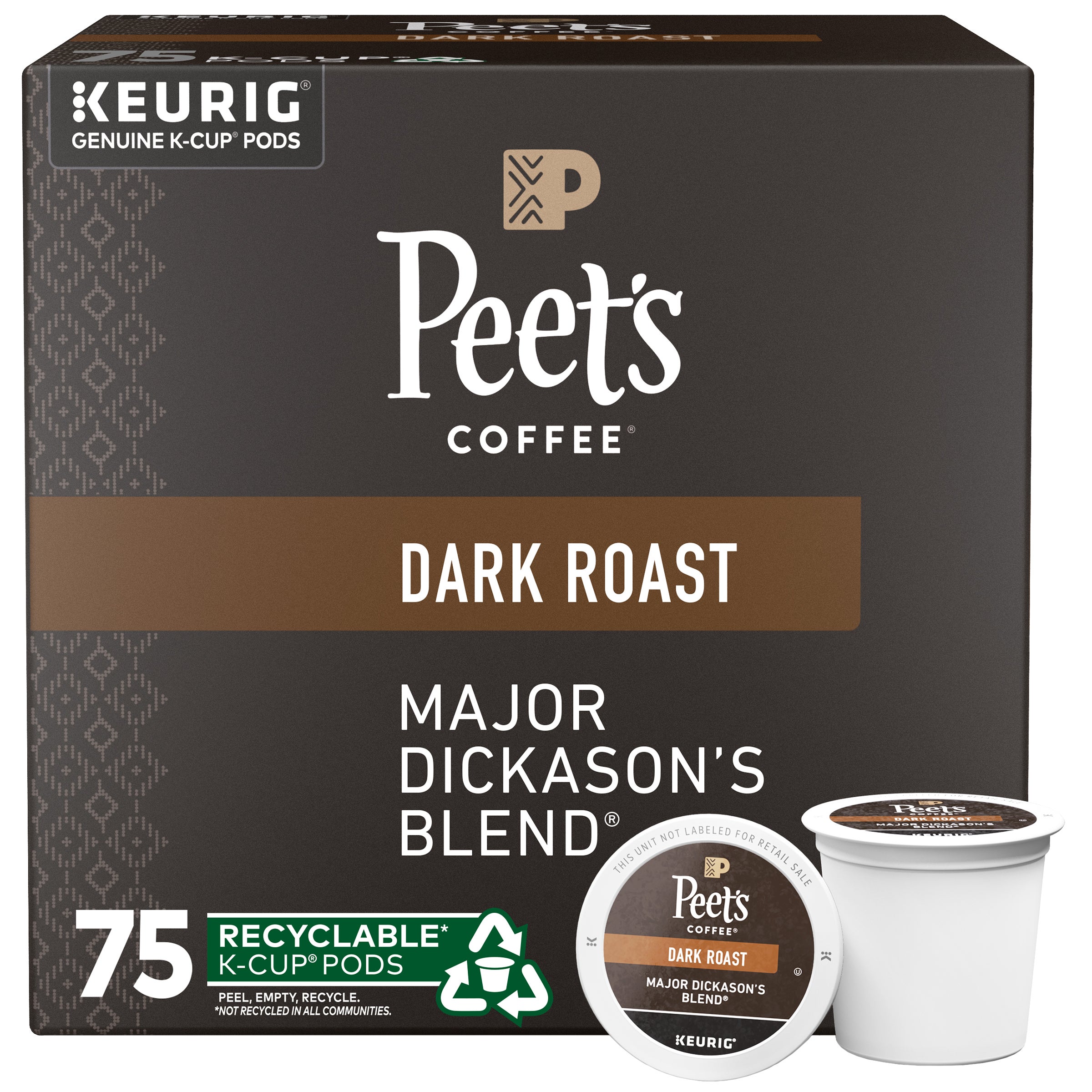 PEET'S MAJOR DICKASONS DARK ROAST 75 COUNT PODS - Image 1