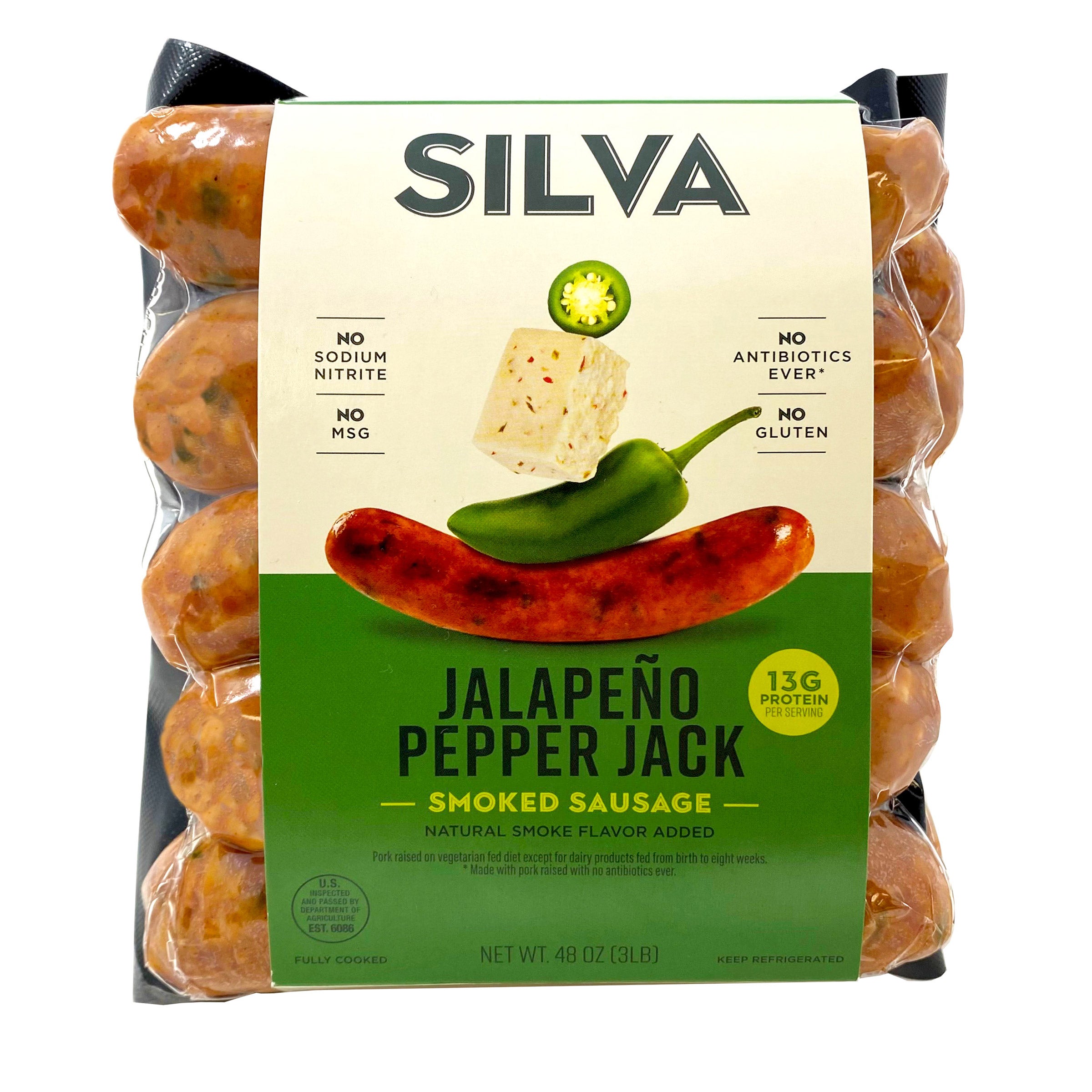 SILVA PORK SAUSAGE JALAPENO & PEPPERJACK 3 POUNDS