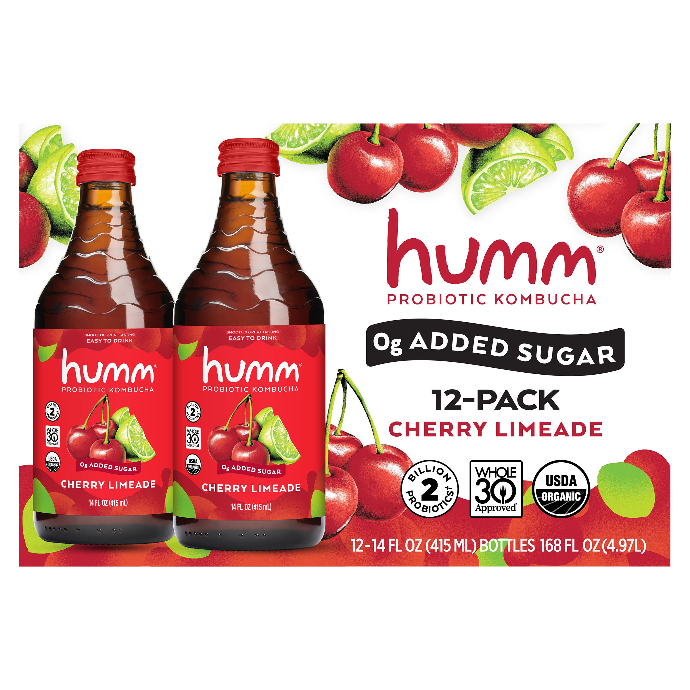 HUMM ORGANIC KOMBUCHA CHERRY LIMEADE 12/14 FL OZ