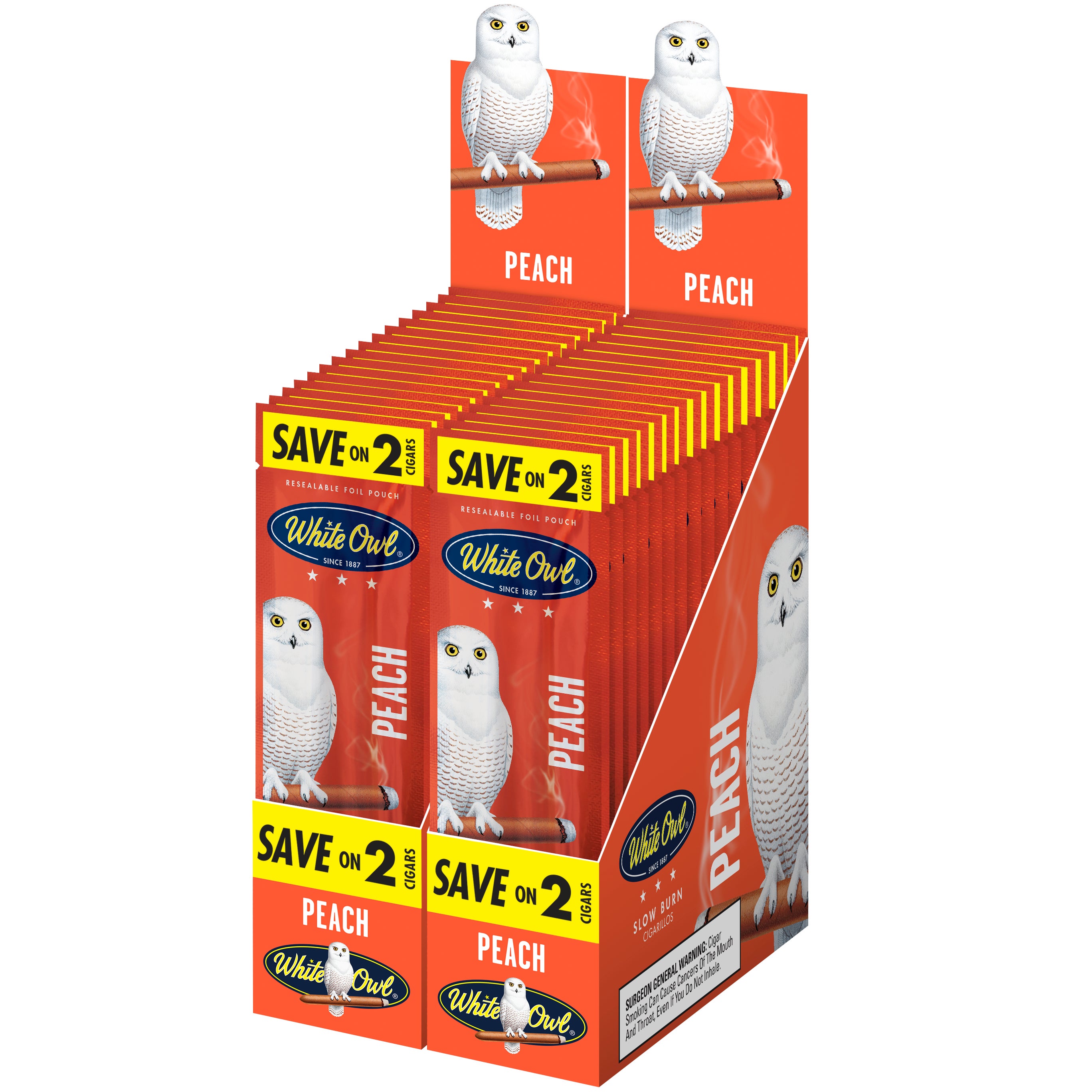 WHITE OWL PEACH CIGARILLOS 30/2CT SAVE ON 2