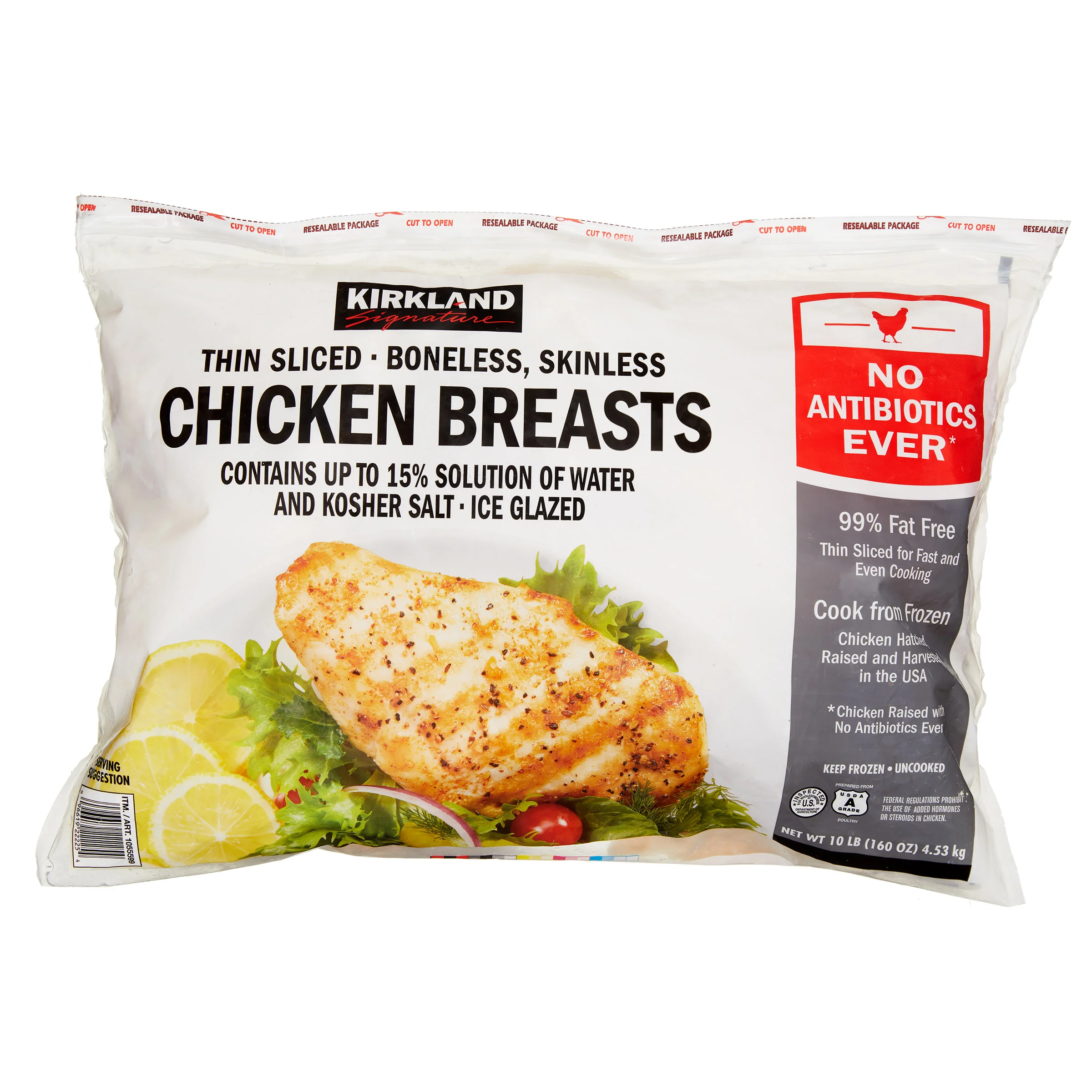 KIRKLAND SIGNATURE BL/SL CHICKEN BREAST THIN SLICED 10 LB