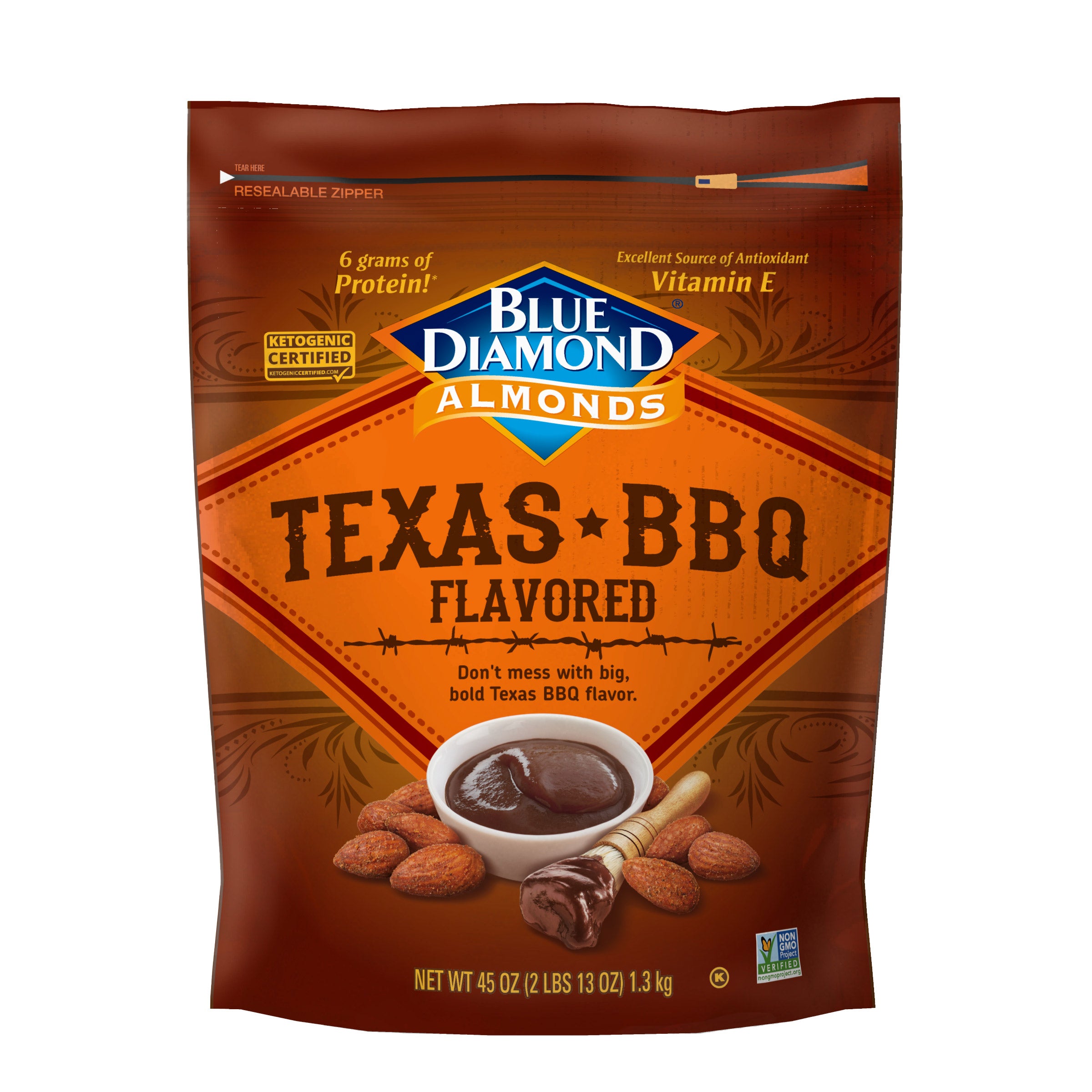 BLUE DIAMOND TEXAS BBQ ALMONDS 45 OZ