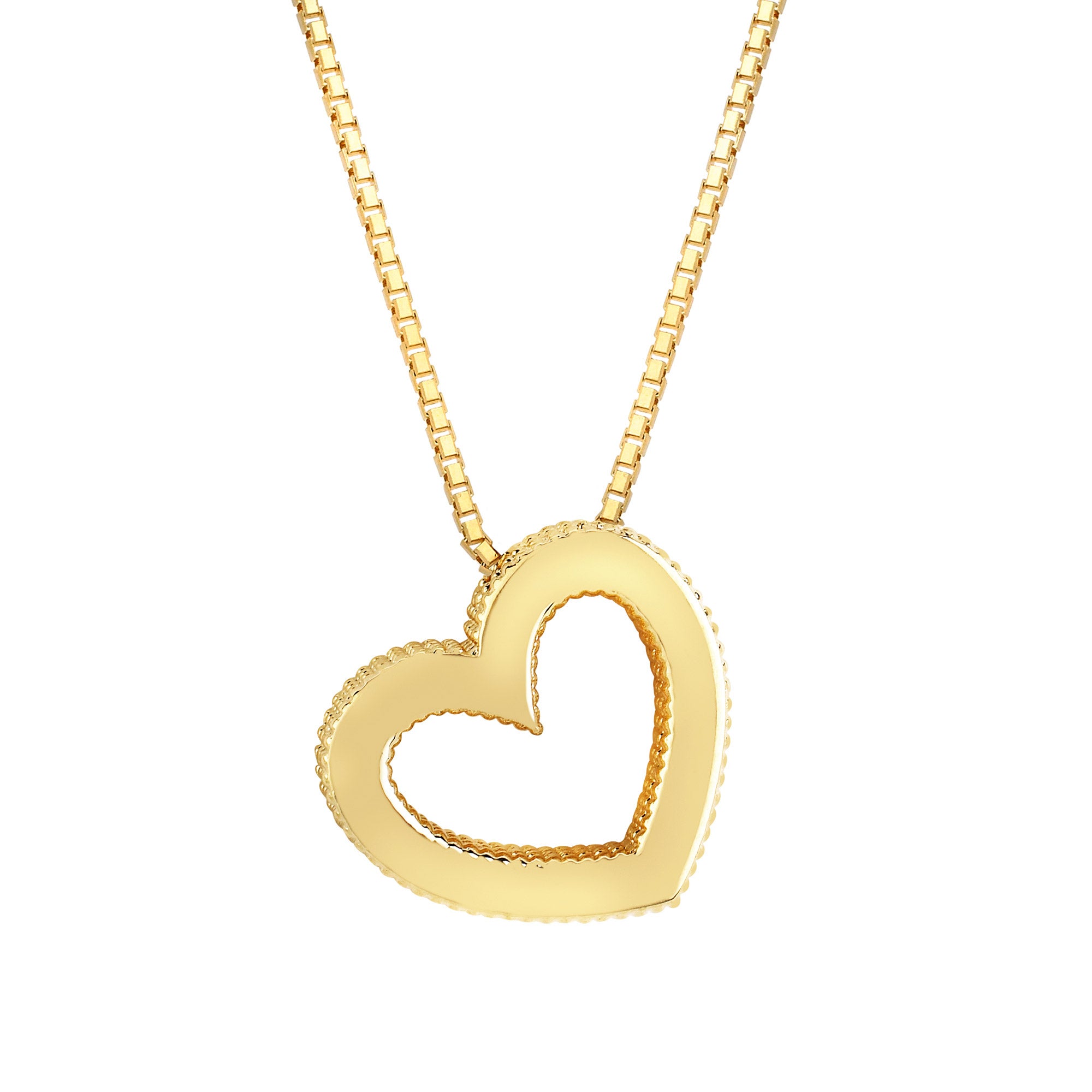 14KT YELLOW GOLD HEART 18¨ NECKLACE MADE IN ITALY