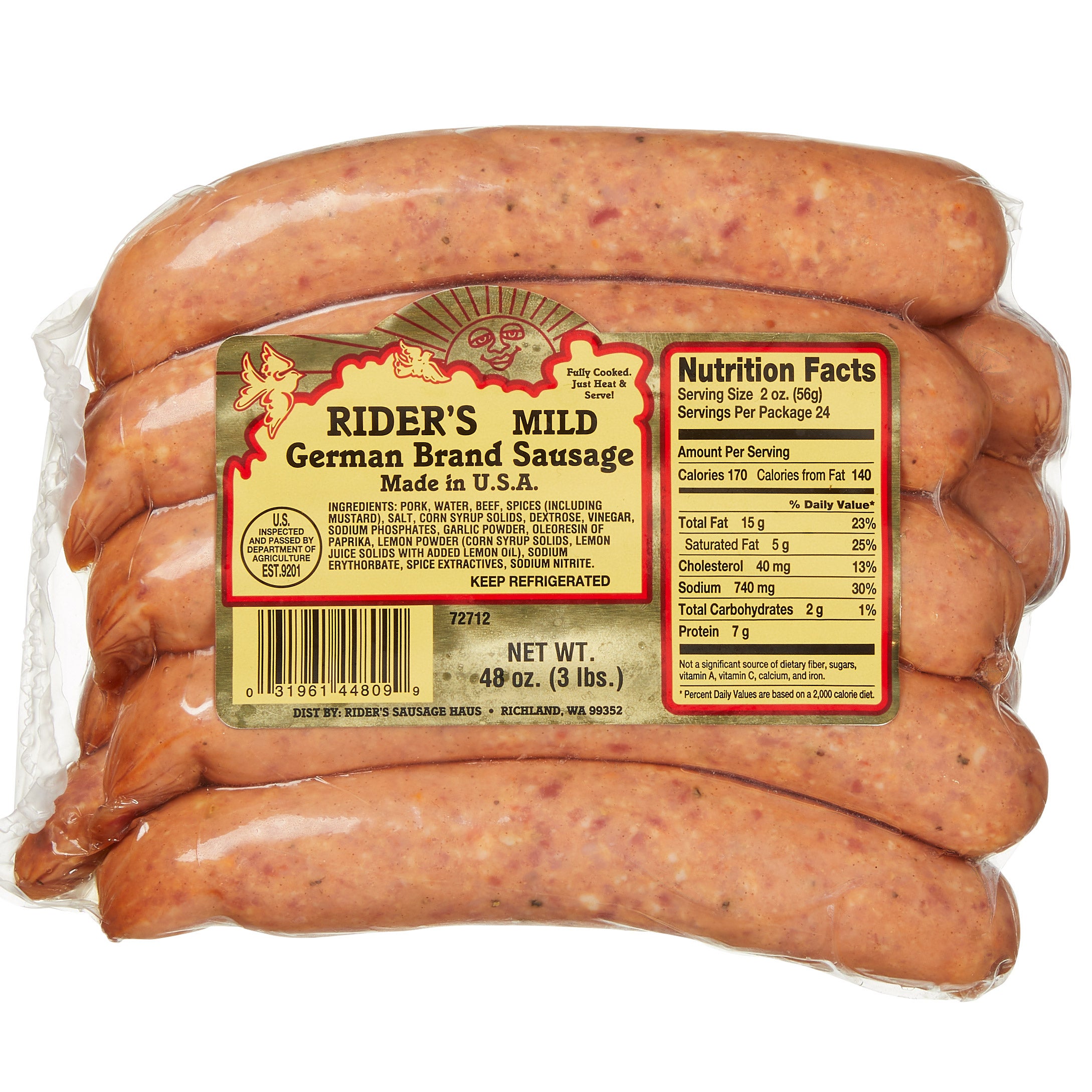 RIDER'S SAUSAGE HAUS MILD GERMAN SAUSAGE 3 LBS