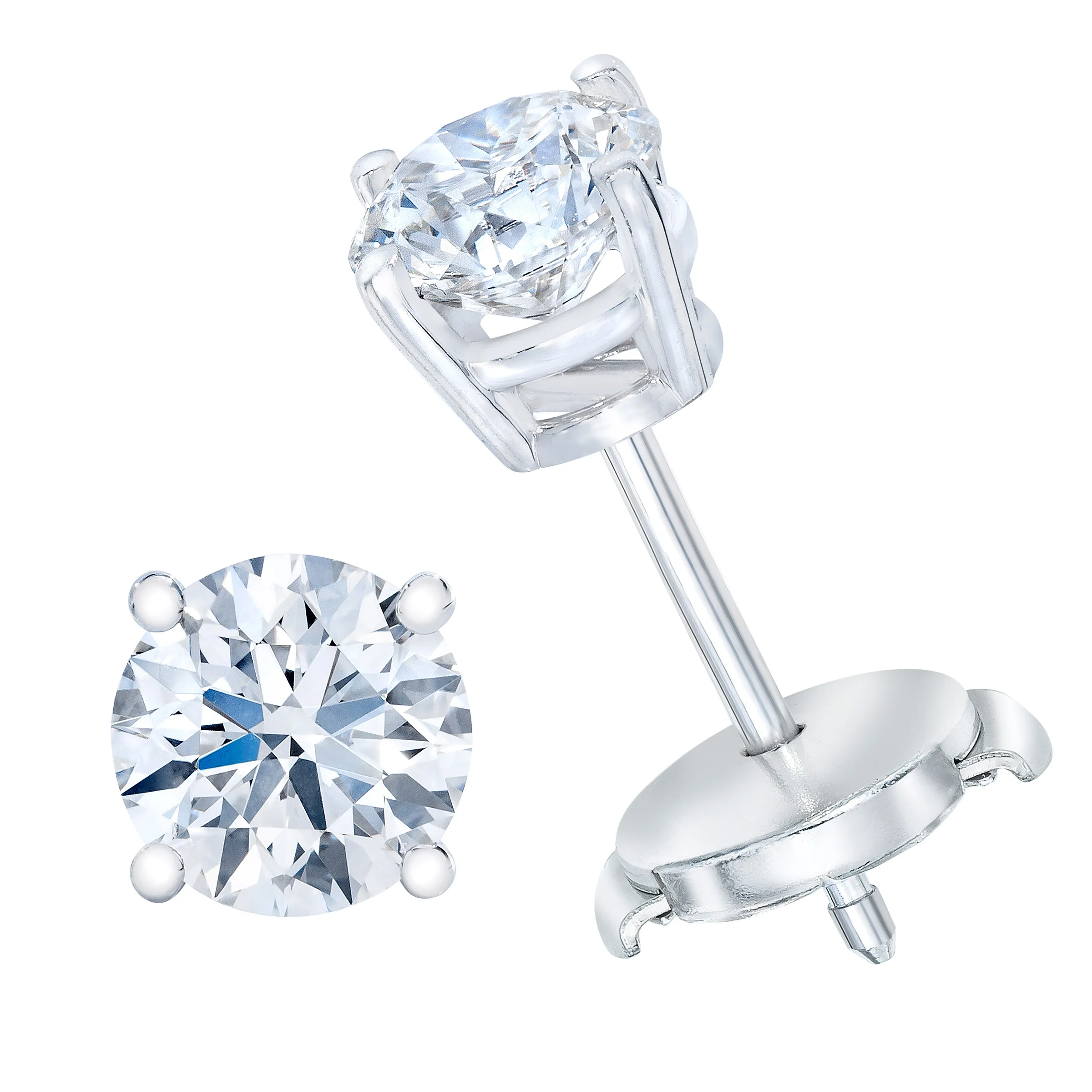 14KT WHITE GOLD VS2 I 0.50CTW ROUND DIAMOND STUD EARRINGS - Image 1