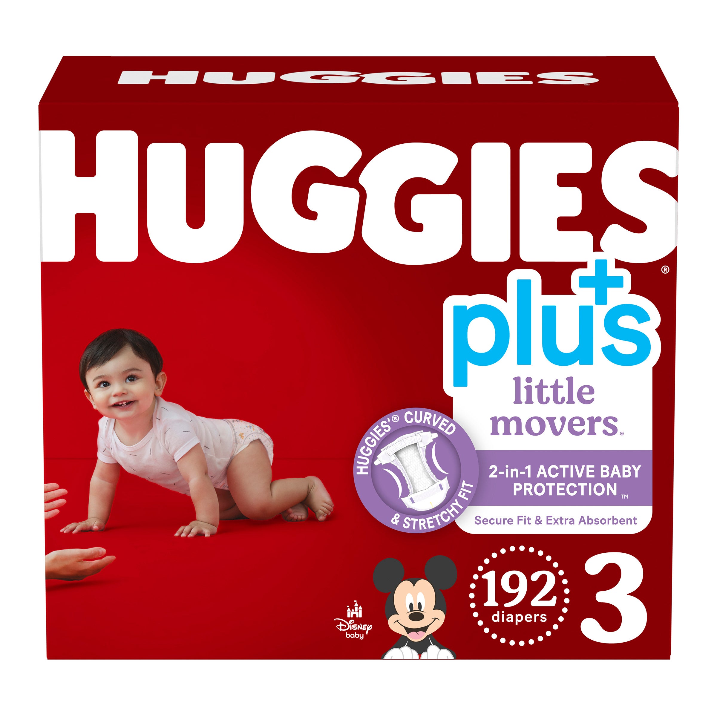 HUGGIES LITTLE MOVERS PLUS SIZE 3 - 192 COUNT - Image 1