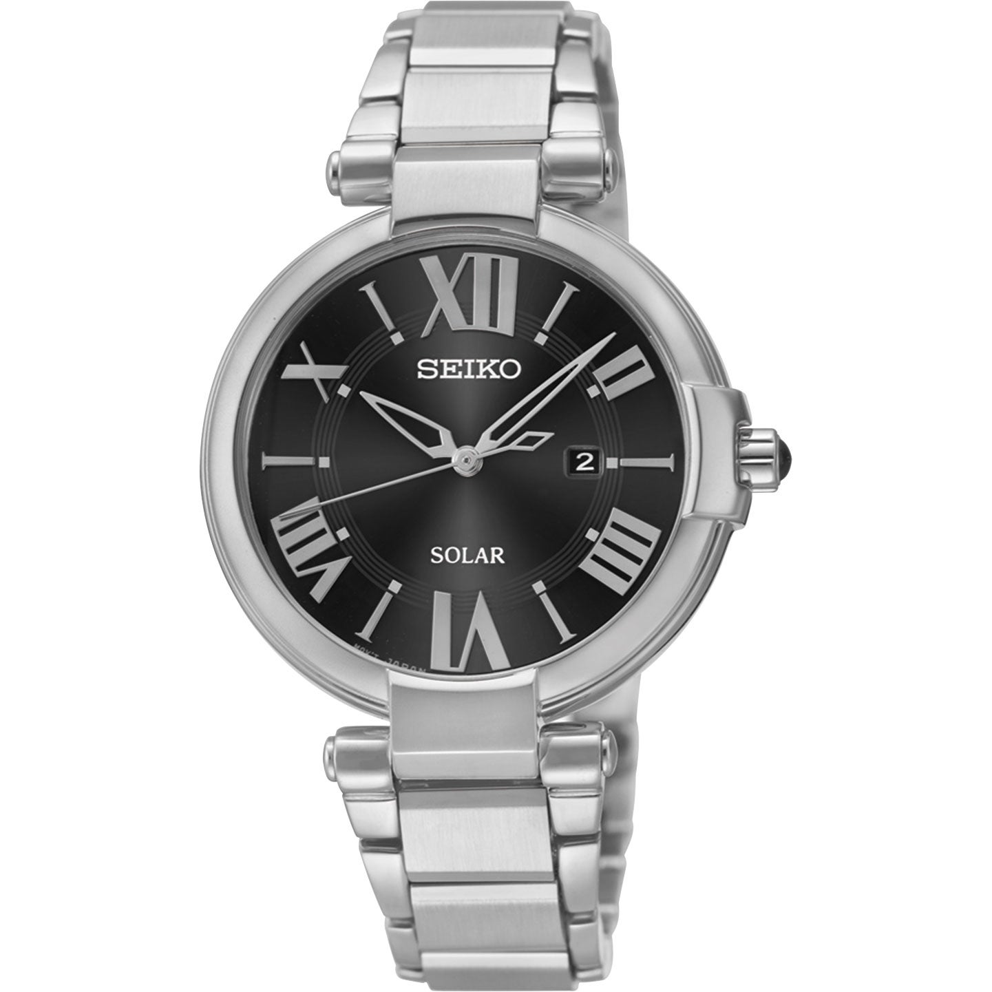 SEIKO LADIES SOLAR BLACK DIAL WATCH