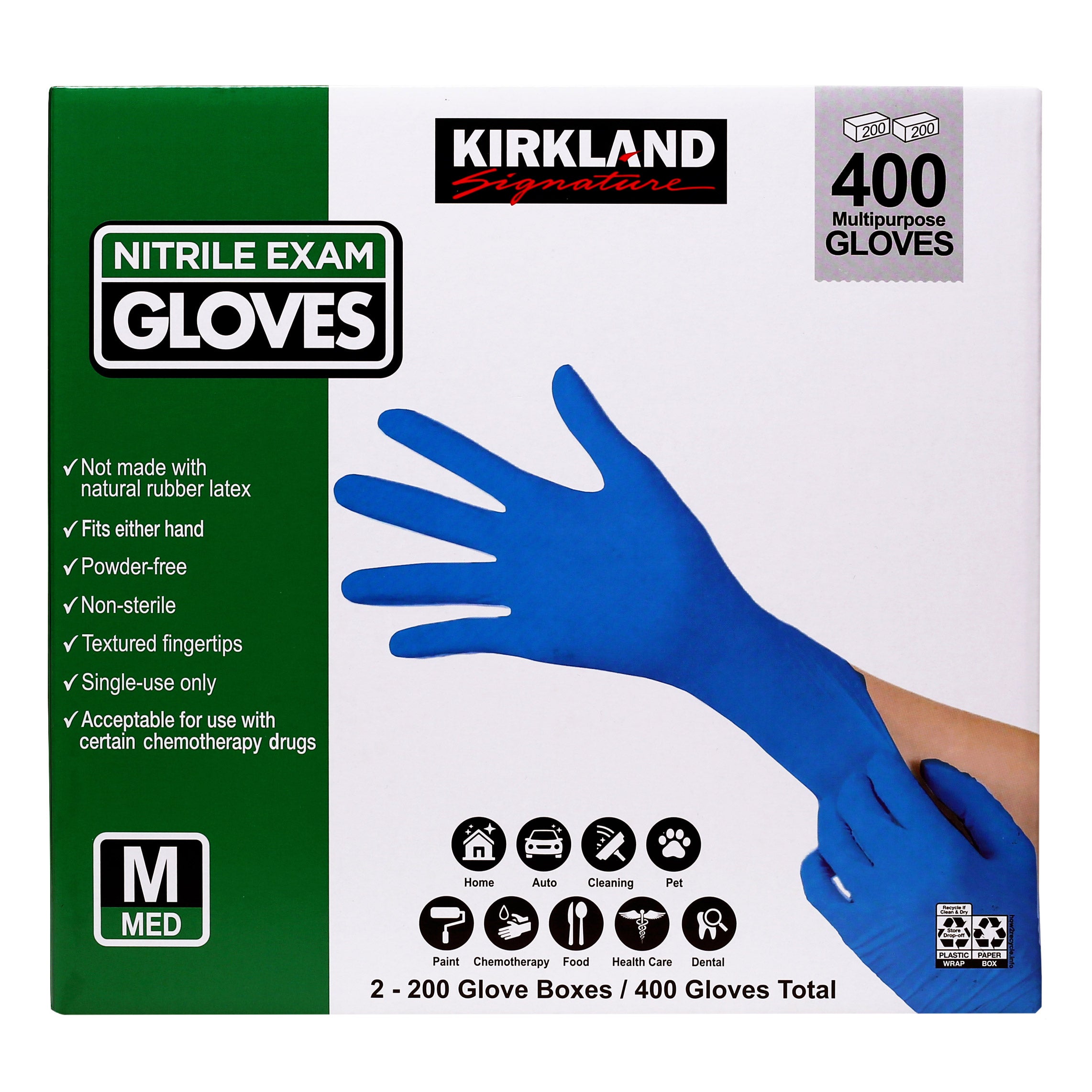 KIRKLAND SIGNATURE NITRILE EXAM GLOVE MEDIUM 2/200 CT - Image 1