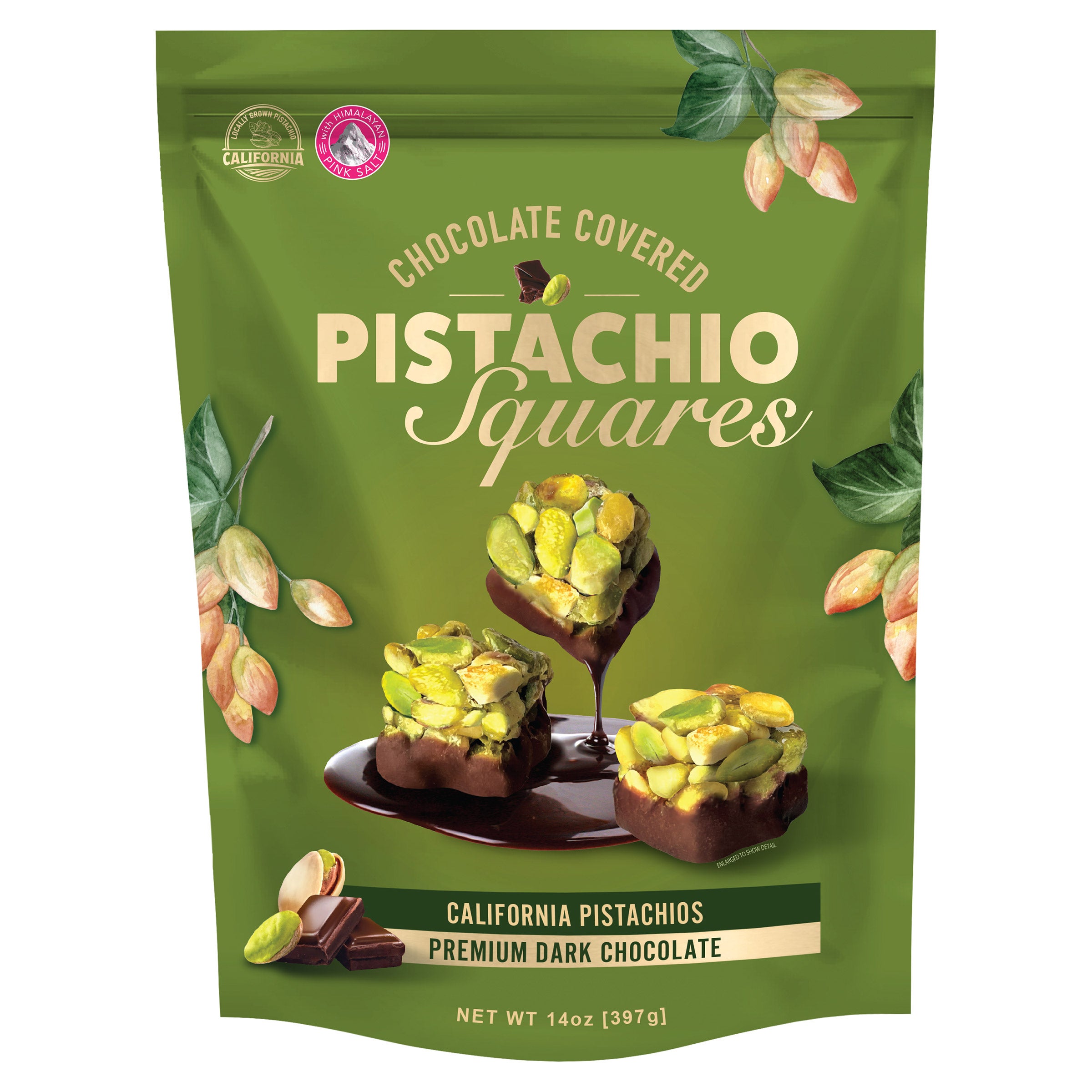 180 SNACKS DARK CHOCOLATE DIPPED PISTACHIO CLUSTER 14OZ