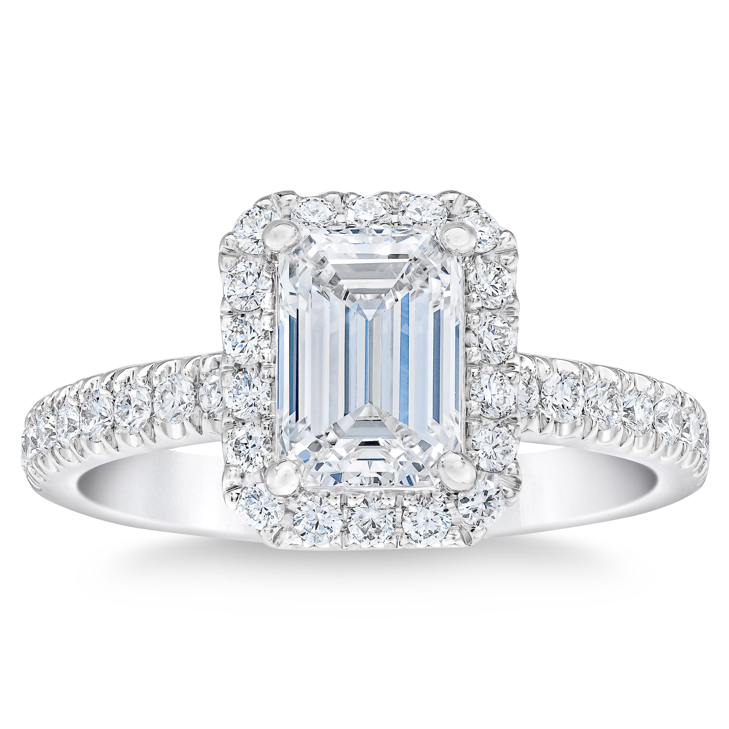 2.01CTW EMERALD CUT PLATINUM WEDDING RING 1.50CT CENTER VS1 ¨F¨ - Image 1