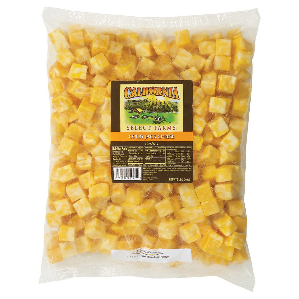 CALIFORNIA SELECT FARM COLBY JACK CUBES 5 LBS
